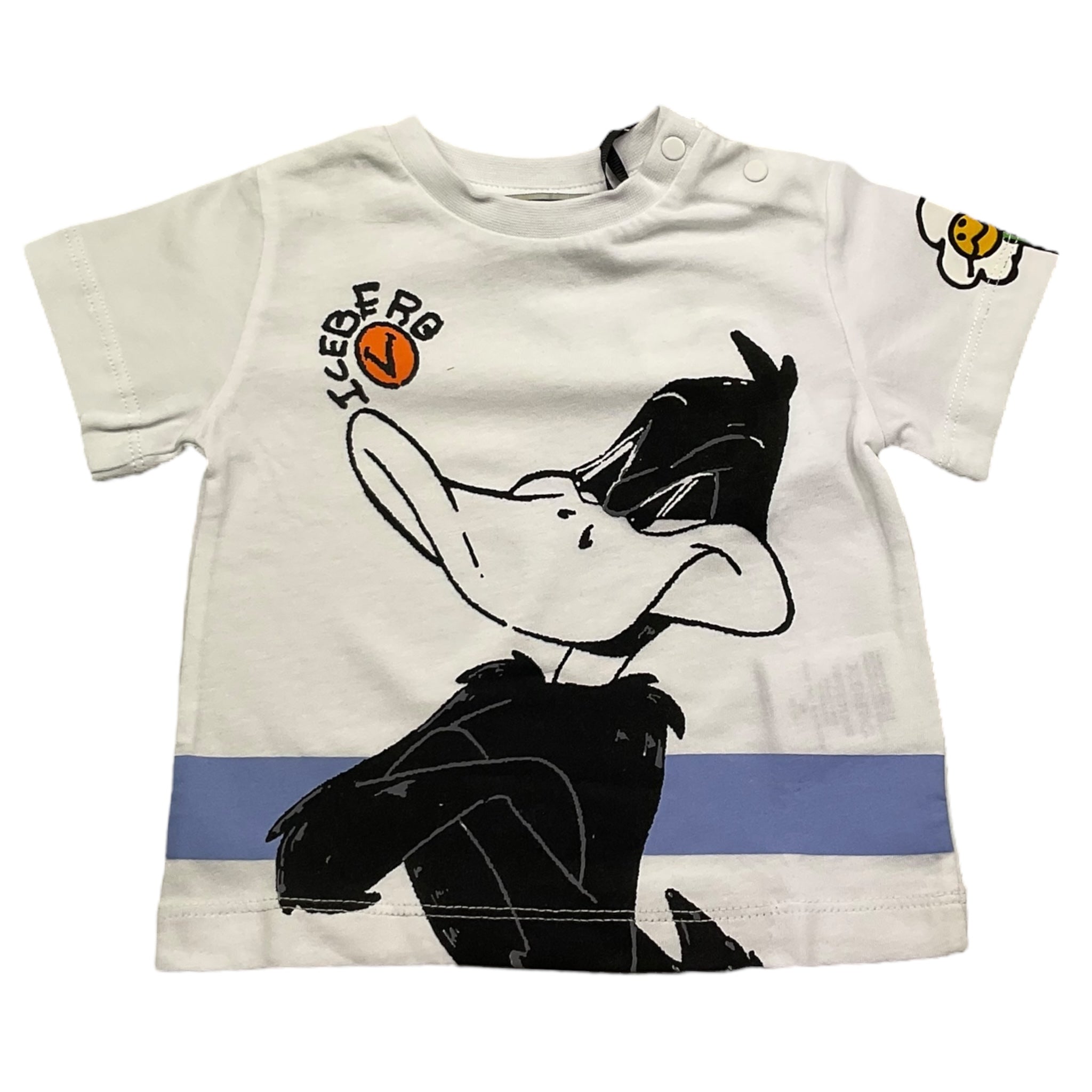 Iceberg T-Shirt Girocollo Tinta Unita con Stampe In Contrasto per Neonato TSICE5102B BIANCO ICEBERG 