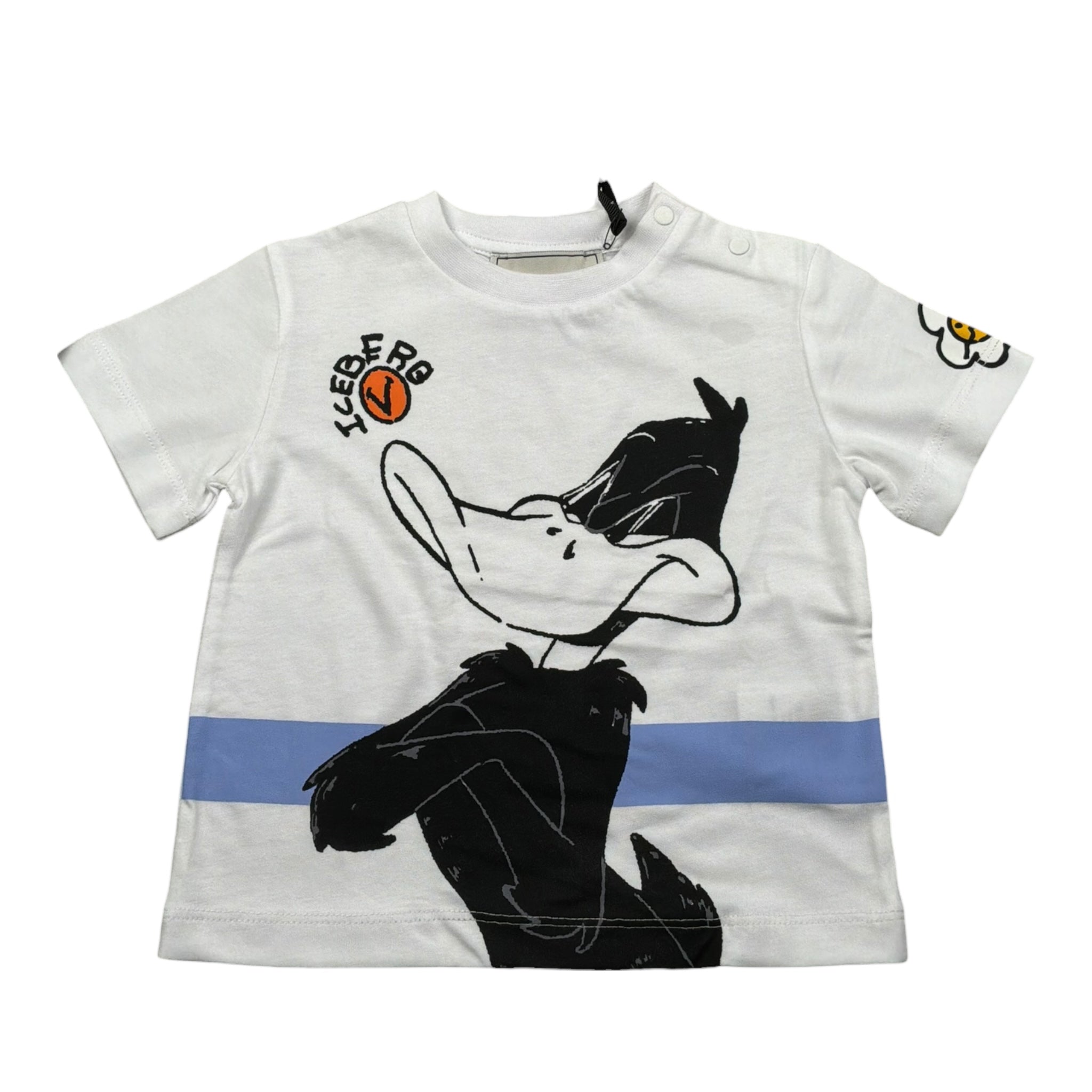 Iceberg T-Shirt Girocollo Tinta Unita con Stampe In Contrasto per Neonato TSICE5102BXX BIANCO ICEBERG 