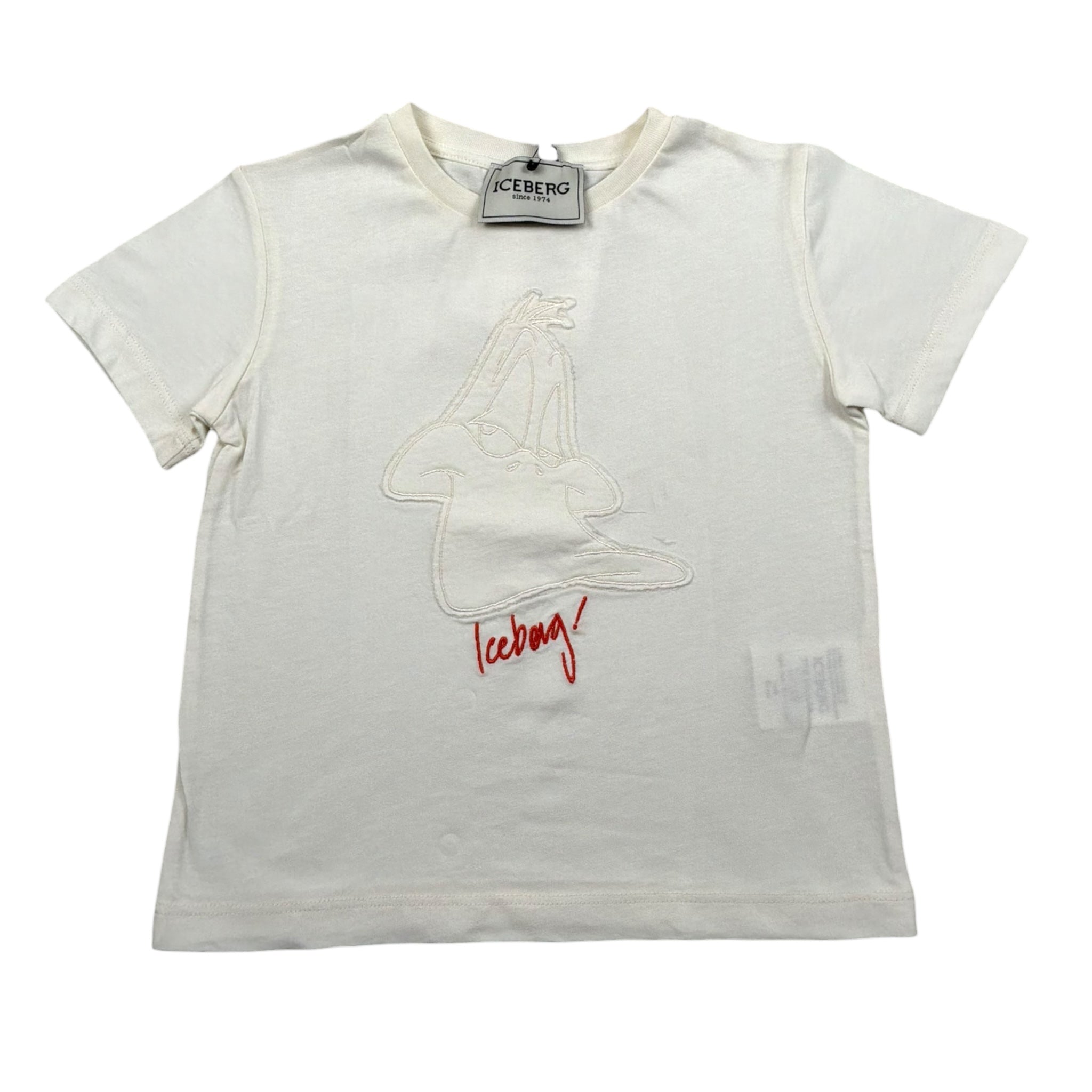 Iceberg T-Shirt Girocollo Tinta Unita con Ricamo per Bambino TSICE5117B PANNA ICEBERG 