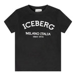 Iceberg T-Shirt Girocollo Tinta Unita con Stampa per Bambino TSICE5126J NERO ICEBERG 