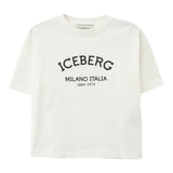 Iceberg T-Shirt Girocollo Tinta Unita con Stampa per Bambina TSICE5150J BIANCO ICEBERG 