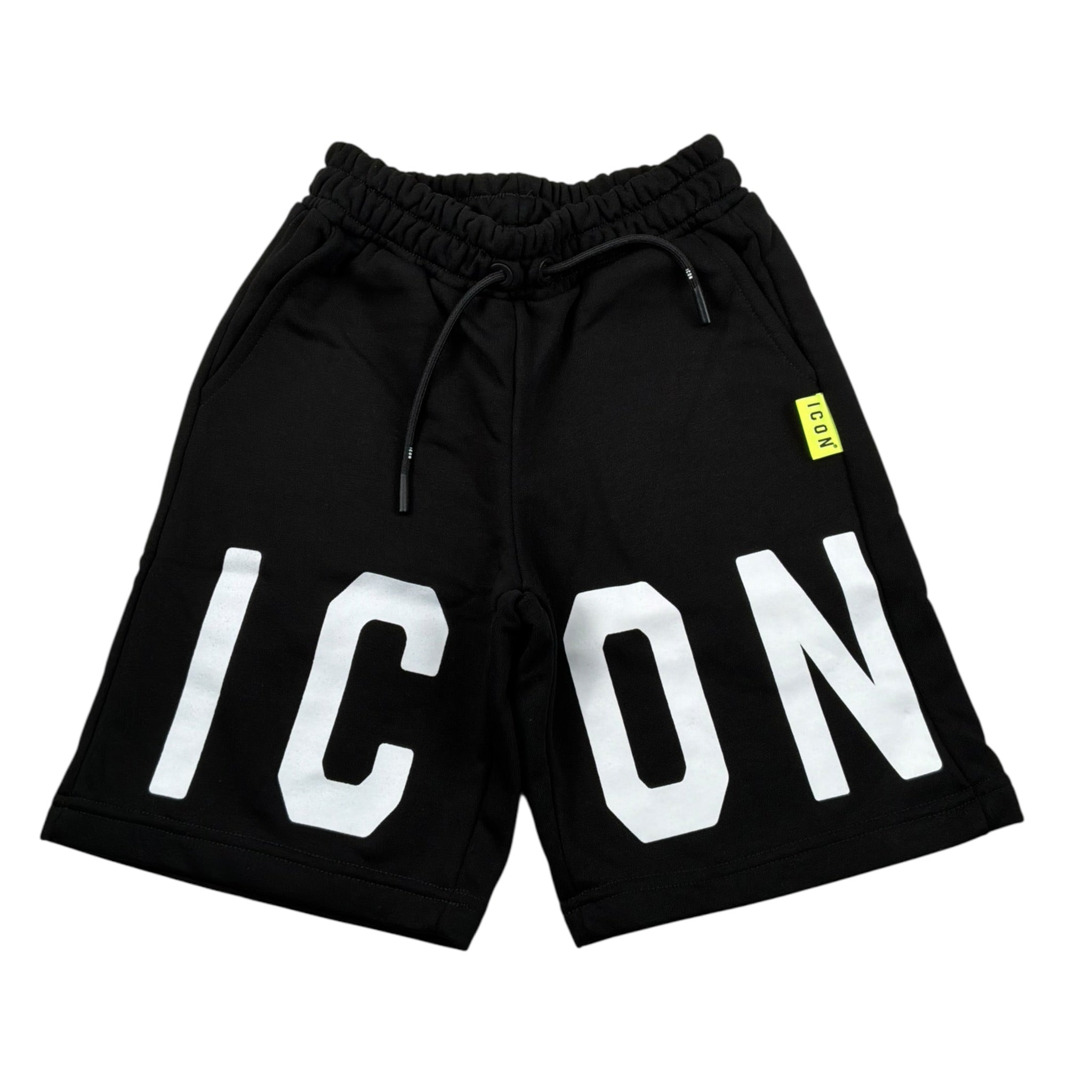 Icon Bermuda In Felpa Tinta Unita con Logo per Bambino IBSH00491 NERO ICON 