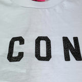 Icon T-Shirt Tinta Unita con Brillantini per Bambina IGKS005 BIANCO ICON 