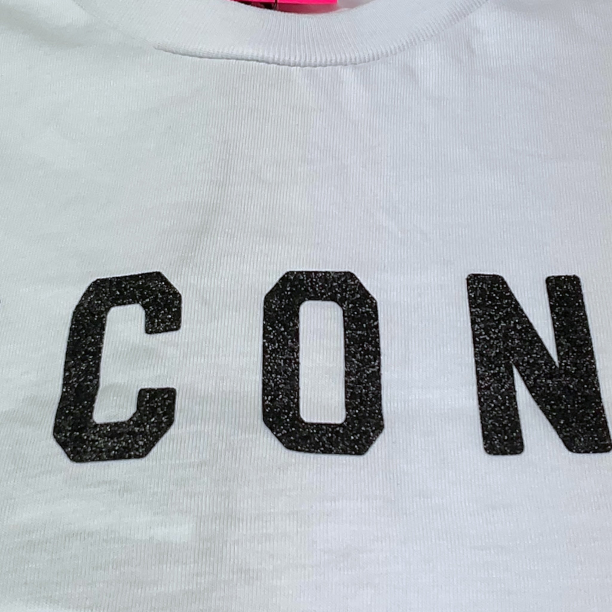 Icon T-Shirt Tinta Unita con Brillantini per Bambina IGKS005 BIANCO ICON 
