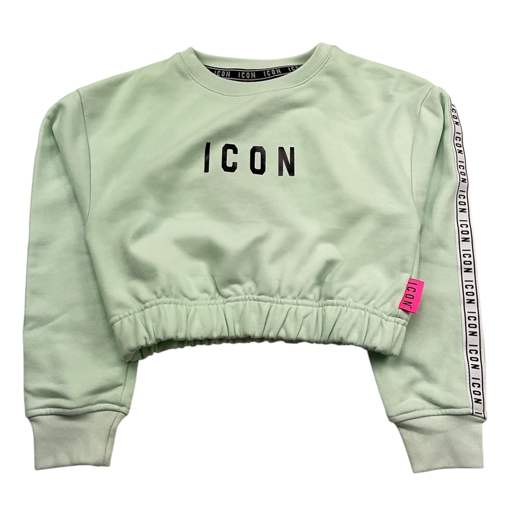 Icon Felpa Chiusa Girocollo Tinta Unita con Logo per Bambina IGSW00541 VERDE ACQUA ICON 