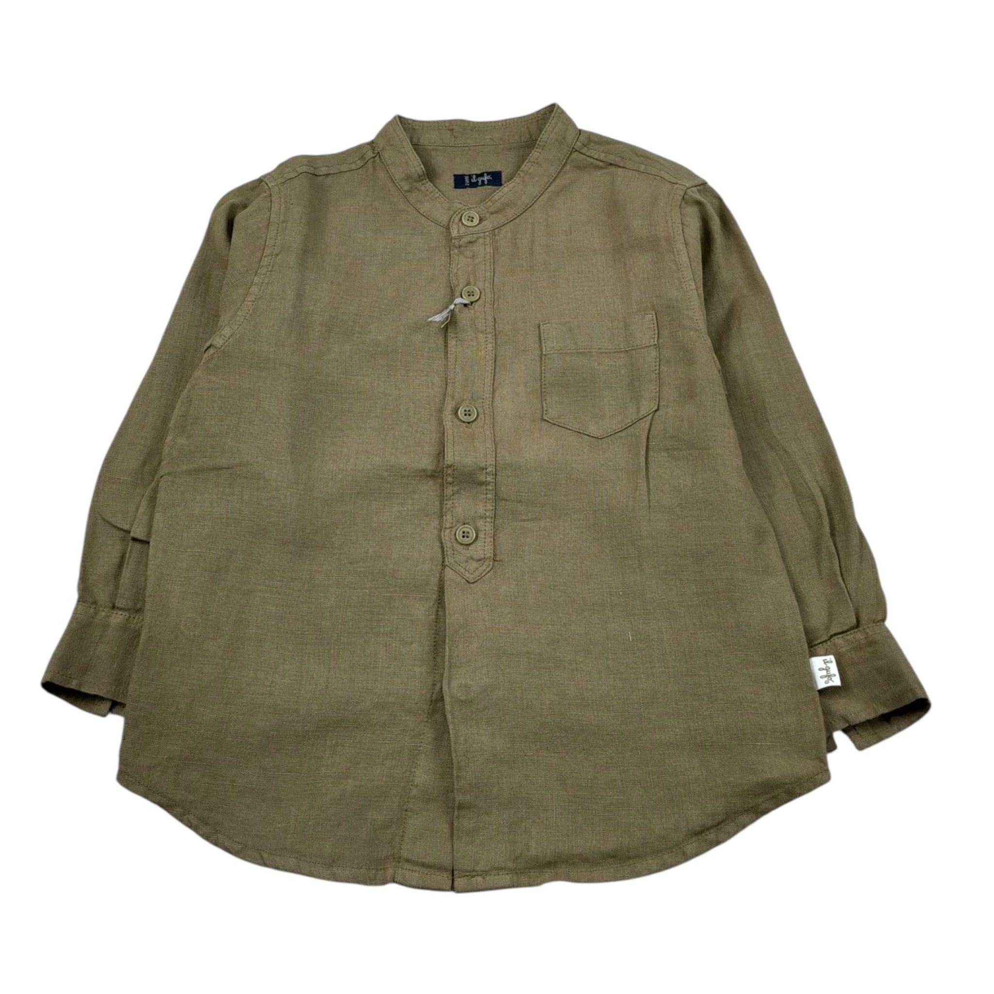 Il Gufo Camicia Manica Lunga Tinta Unita Collo Coreano per Bambino P21CL016L6006 VERDE IL GUFO 