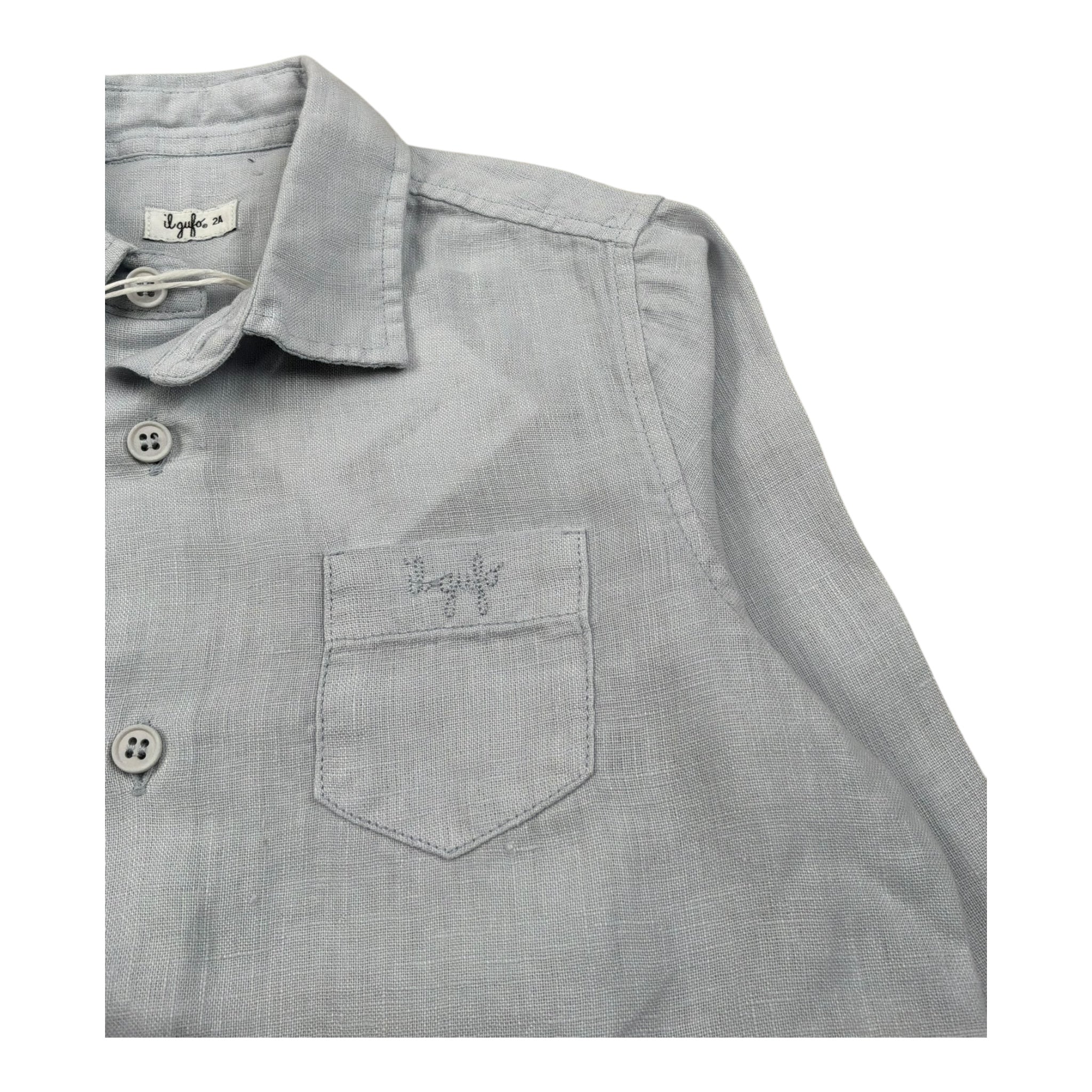Il Gufo Camicia Manica Lunga Tnta Unita Collo Coreano per Neonato P25CL110L6006N AZZURRO IL GUFO 