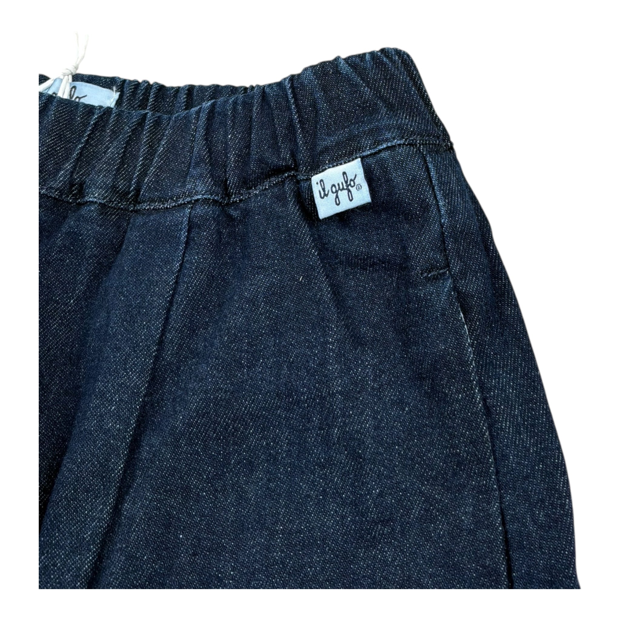 Il Gufo Bermuda In Denim Tinta Unita con Elastico In Vita per Neonato P25PB197J0034N BLU IL GUFO 