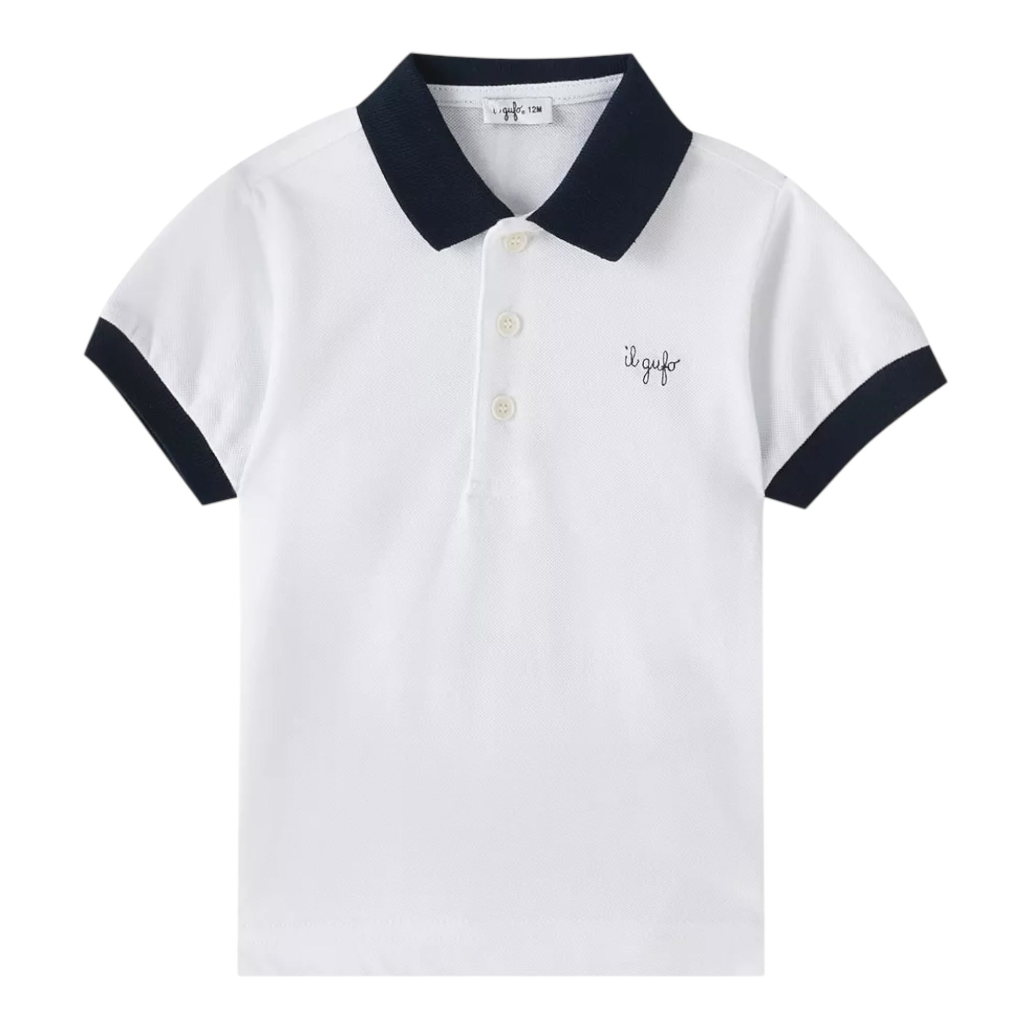 Il Gufo Polo Tinta Unita con Profili In Contrasto per Neonato P25PC067M0095N BIANCO IL GUFO 