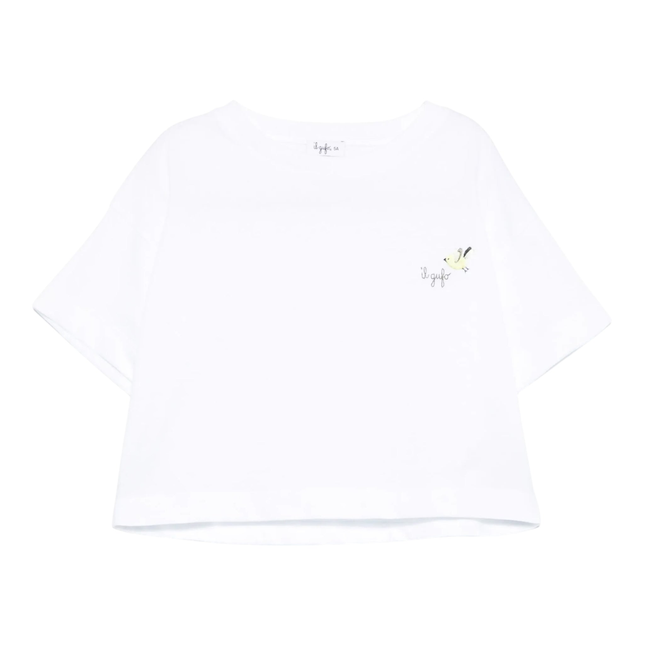 Il Gufo T-Shirt Girocollo Tinta Unita con Ricamo per Neonata P25TS473MF001N BIANCO IL GUFO 