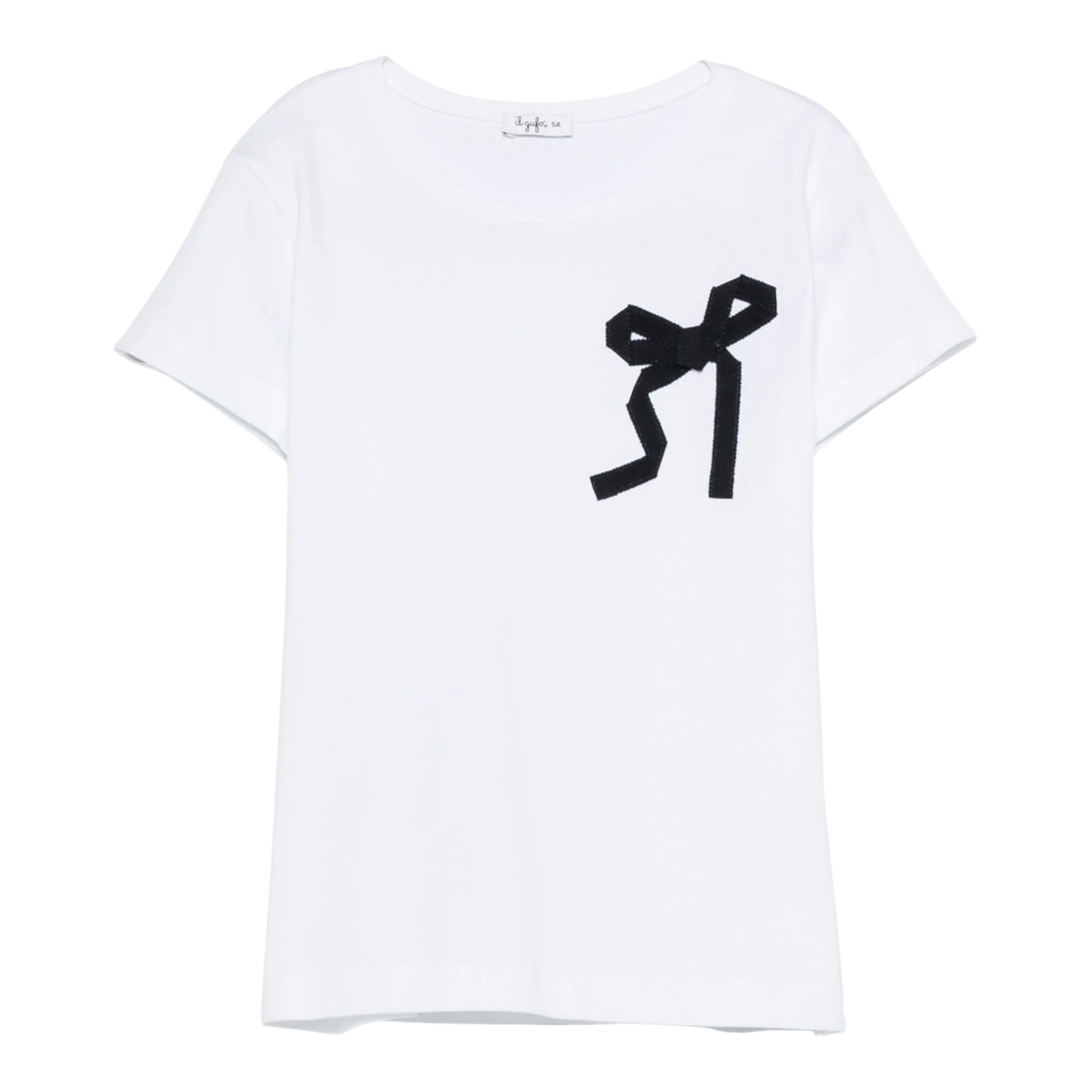 Il Gufo T-Shirt Girocollo Tinta Unita con Ricamo per Neonata P25TS476MF032N BIANCO IL GUFO 