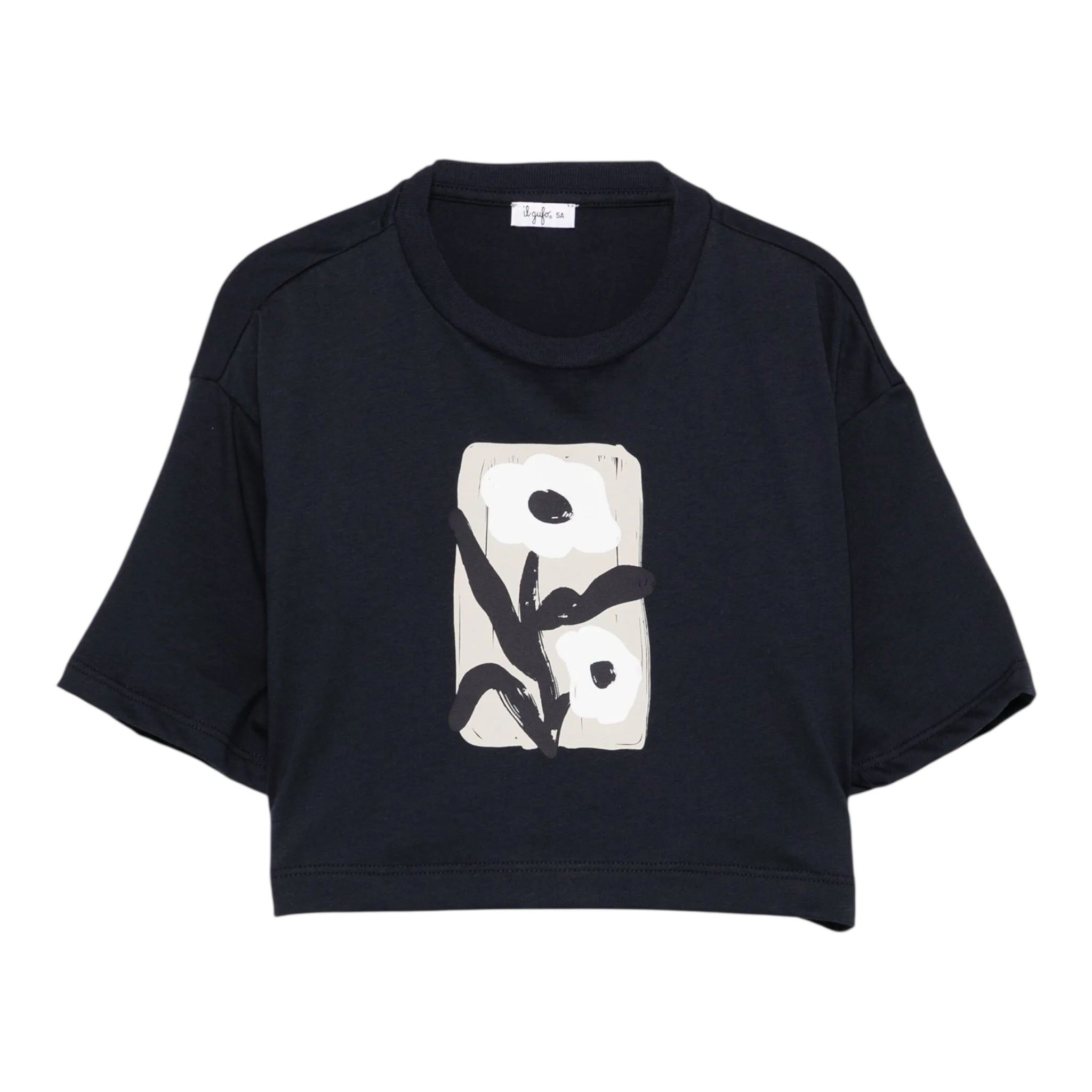 Il Gufo T-Shirt Girocollo Tinta Unita con Stampa per Neonata P25TS477MF001N BLU IL GUFO 