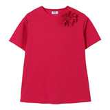 Il Gufo Abito Tinta Unita con Applicazione per Bambina P25VM783N0074 FUXIA IL GUFO 