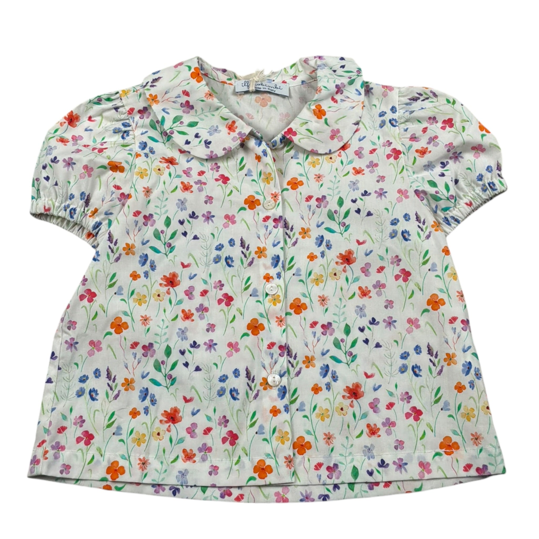 Ilfarobimbi Camicia Mezza Manica tinta unita Fantasia Floreale Bianco per Bambina IFB40105 BIANCO ILFAROBIMBI 