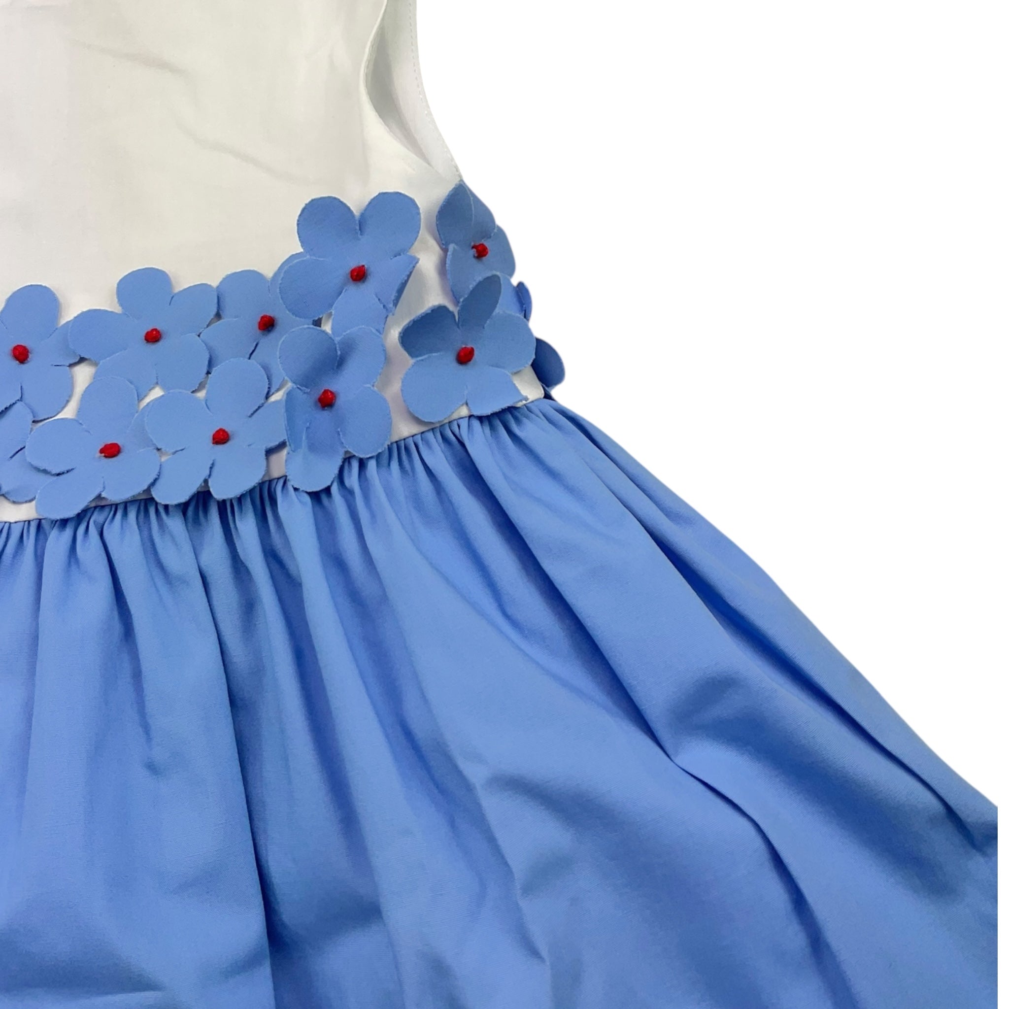 Ilfarobimbi Abito Bicolore con Applicazioni Fiori per Bambina IFB50564 BIANCO/AZZURRO ILFAROBIMBI 