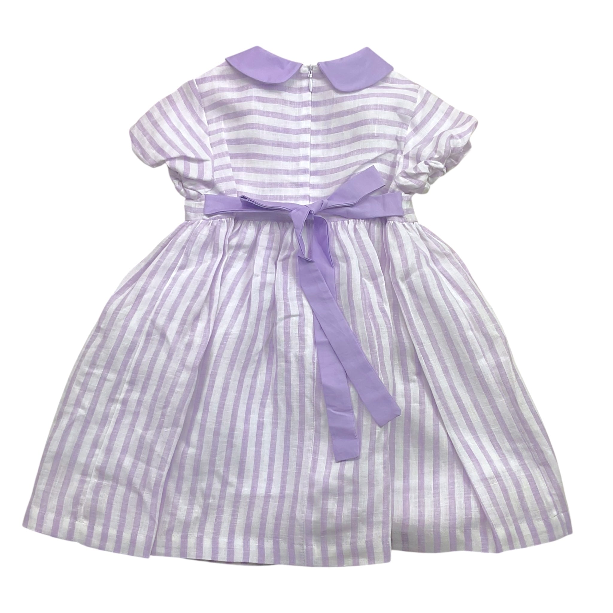 Ilfarobimbi Abito Mezza Manica Bicolore con Fantasia A Righe per Bambina IFB50584 BIANCO/LILLA ILFAROBIMBI 