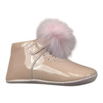 Indice Ballerine Tinta Unita con Strappo E Pon Pon per Neonata 1708 ROSA INDICE 