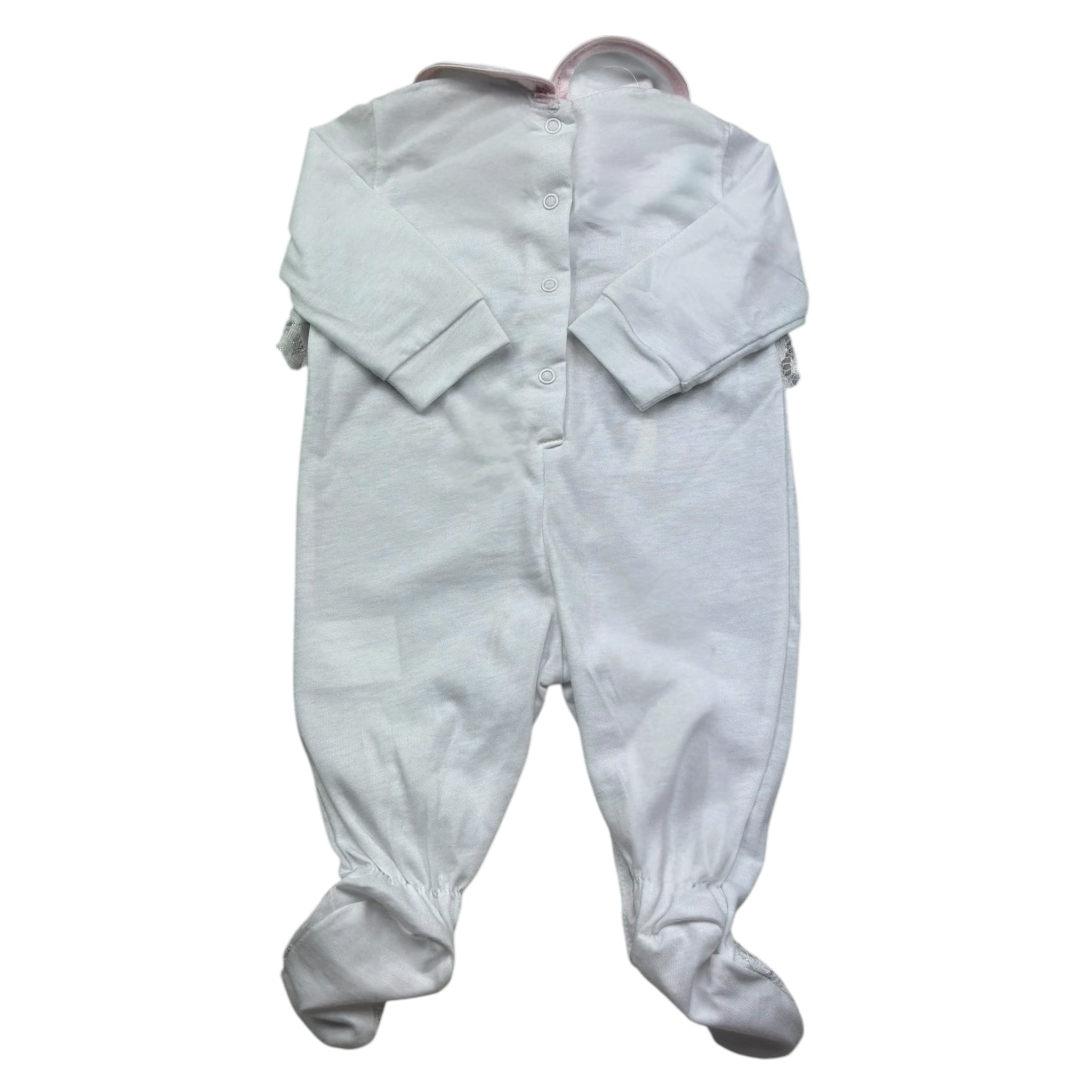 Isabel & Martinez Tutina Manica Lunga Tinta Unita con Ricami per Neonata IM25N435 BIANCO ISABEL & MARTINEZ 