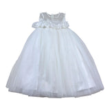 Isabel Couture Abito Tinta Unita con Tulle per Bambina IS43063 BIANCO ISABEL COUTURE 