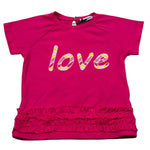 Janice T-Shirt Girocollo tinta unita con Stampa Fuxia per Neonata JN770N FUXIA JANICE 