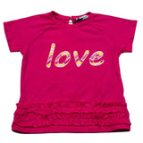 Janice T-Shirt Girocollo tinta unita con Stampa Fuxia per Neonata JN770N FUXIA JANICE 