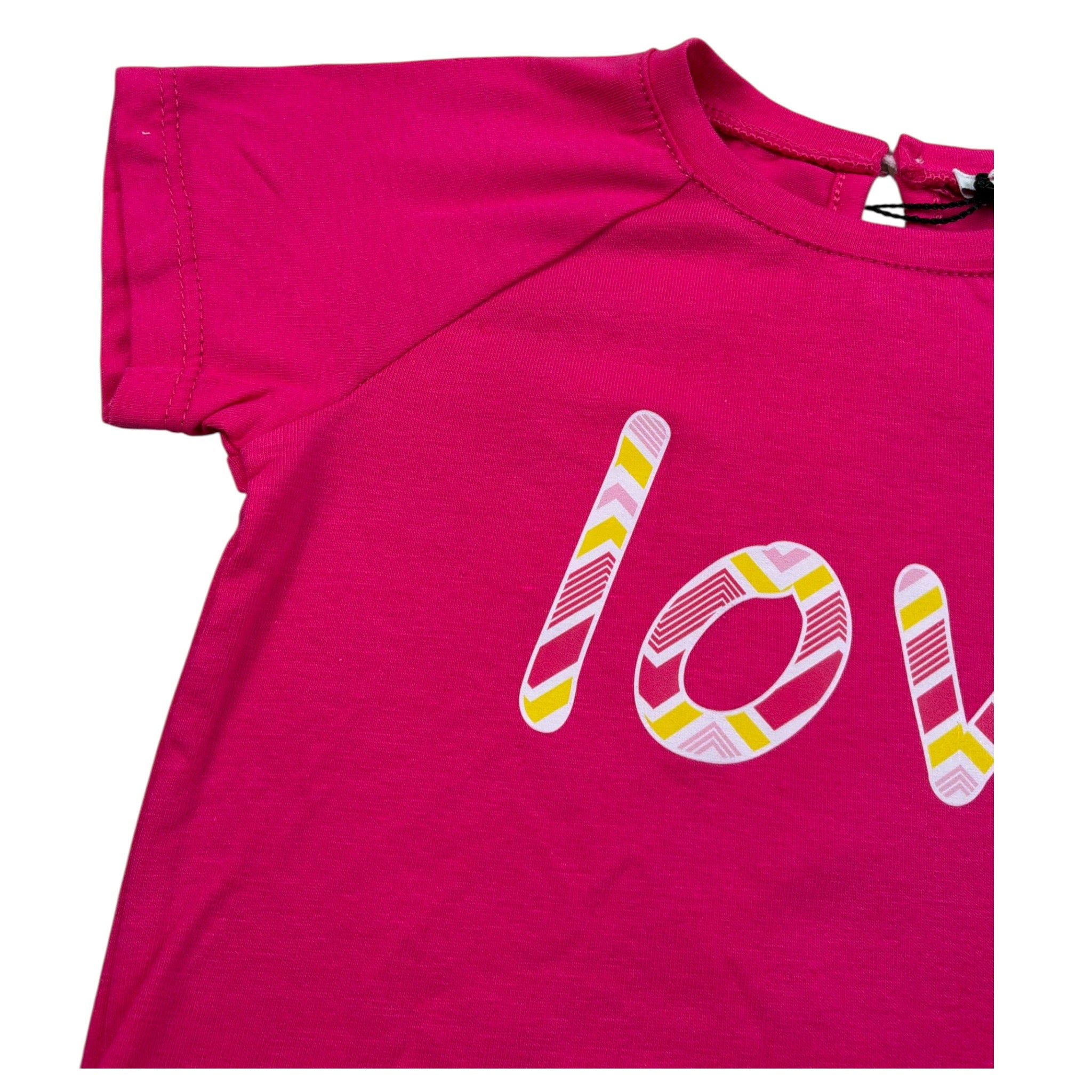 Janice T-Shirt Girocollo tinta unita con Stampa Fuxia per Neonata JN770N FUXIA JANICE 