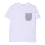 Jeckerson T-Shirt Girocollo Tinta Unita con Taschino per Bambino 190TJMJS25 BIANCO JECKERSON 
