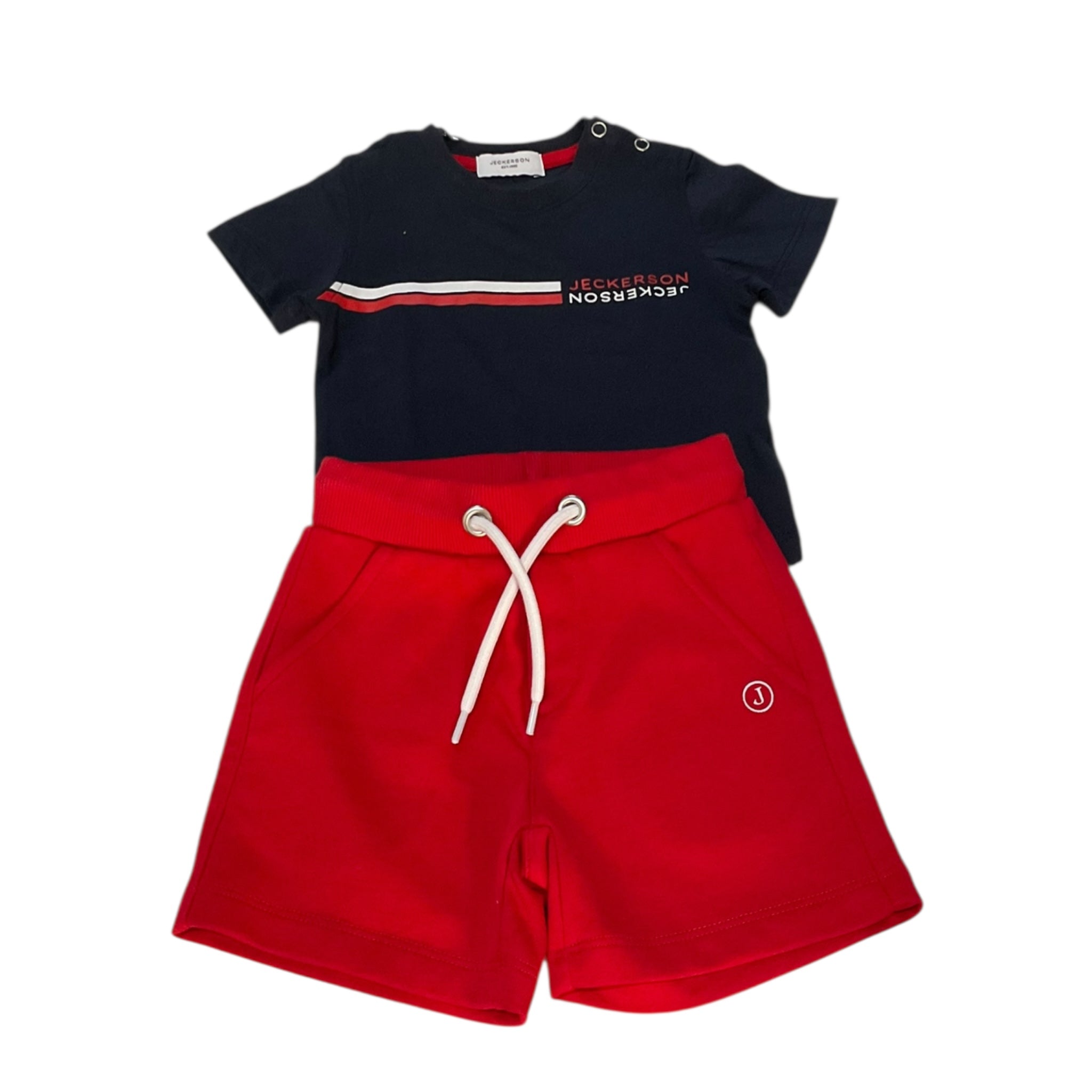 Jeckerson Completo 2 Pezzi T-Shirt-Bermuda Bicolore per Neonato JN4011 BLU/ROSSO JECKERSON 
