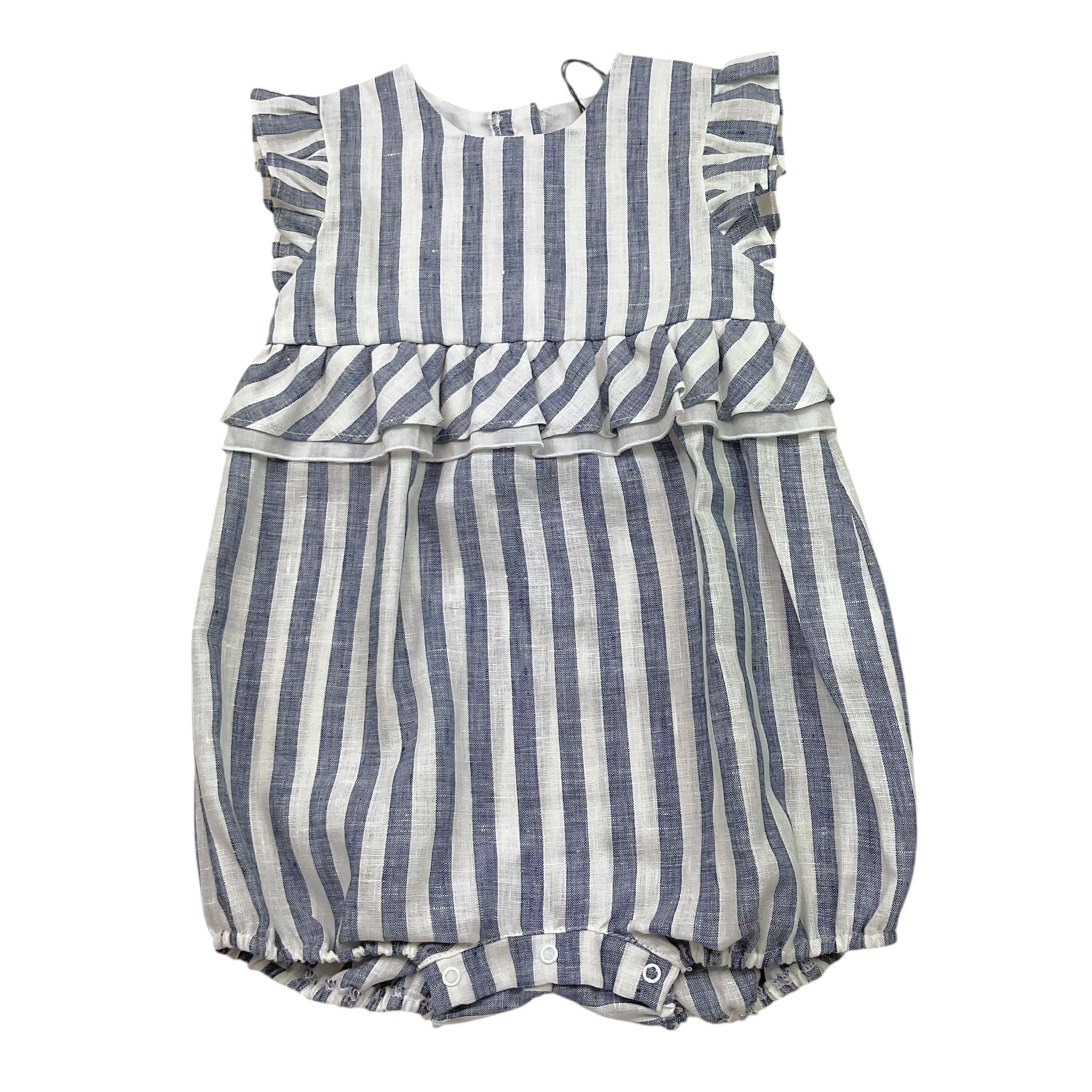 J.O. Milano Pagliaccetto Bicolore con Fantasia A Righe per Neonata 171B4 BIANCO/BLU J.O. MILANO 