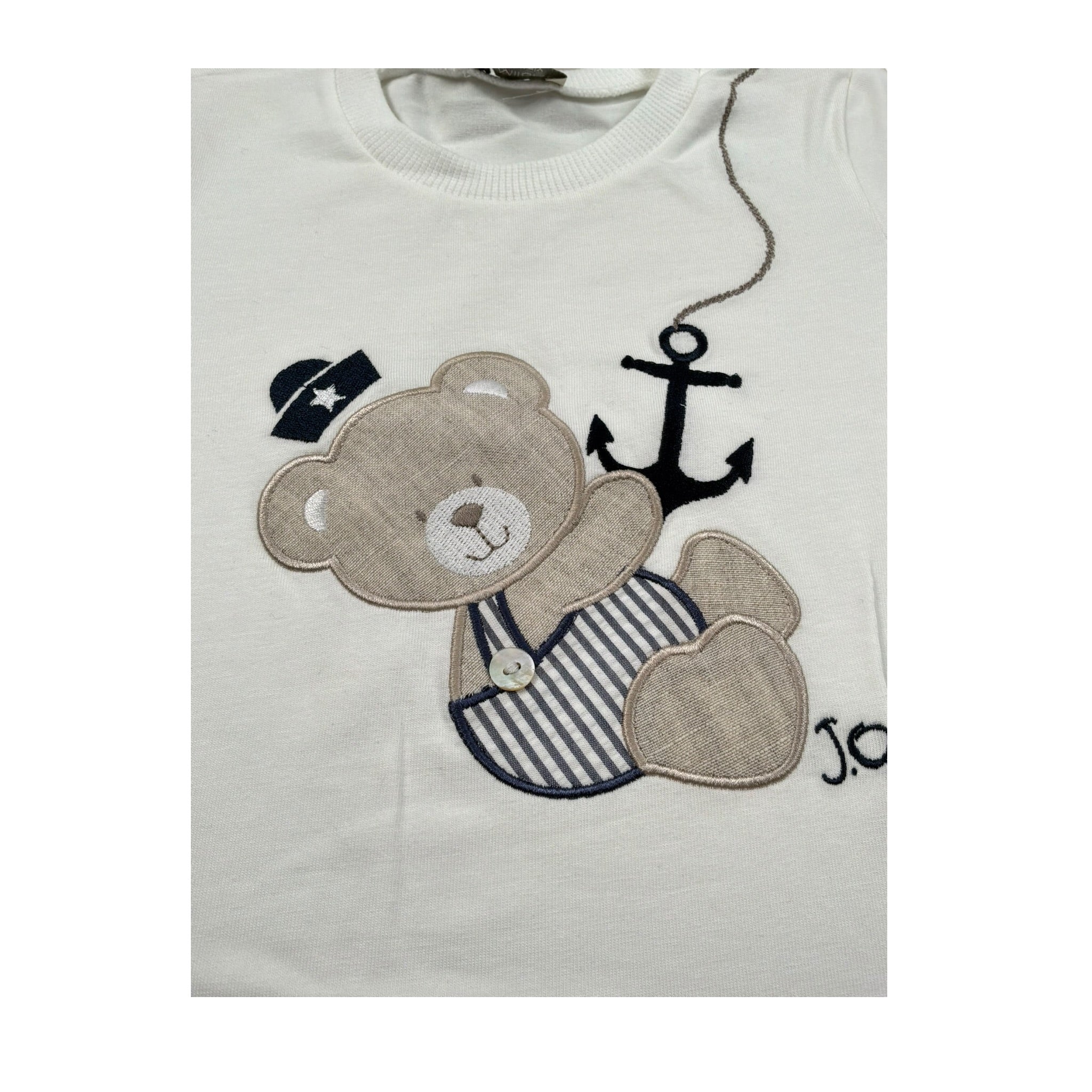 J.O. Milano T-Shirt Girocollo tinta unita con Stampa Panna per Neonato 576B3 PANNA J.O. MILANO 