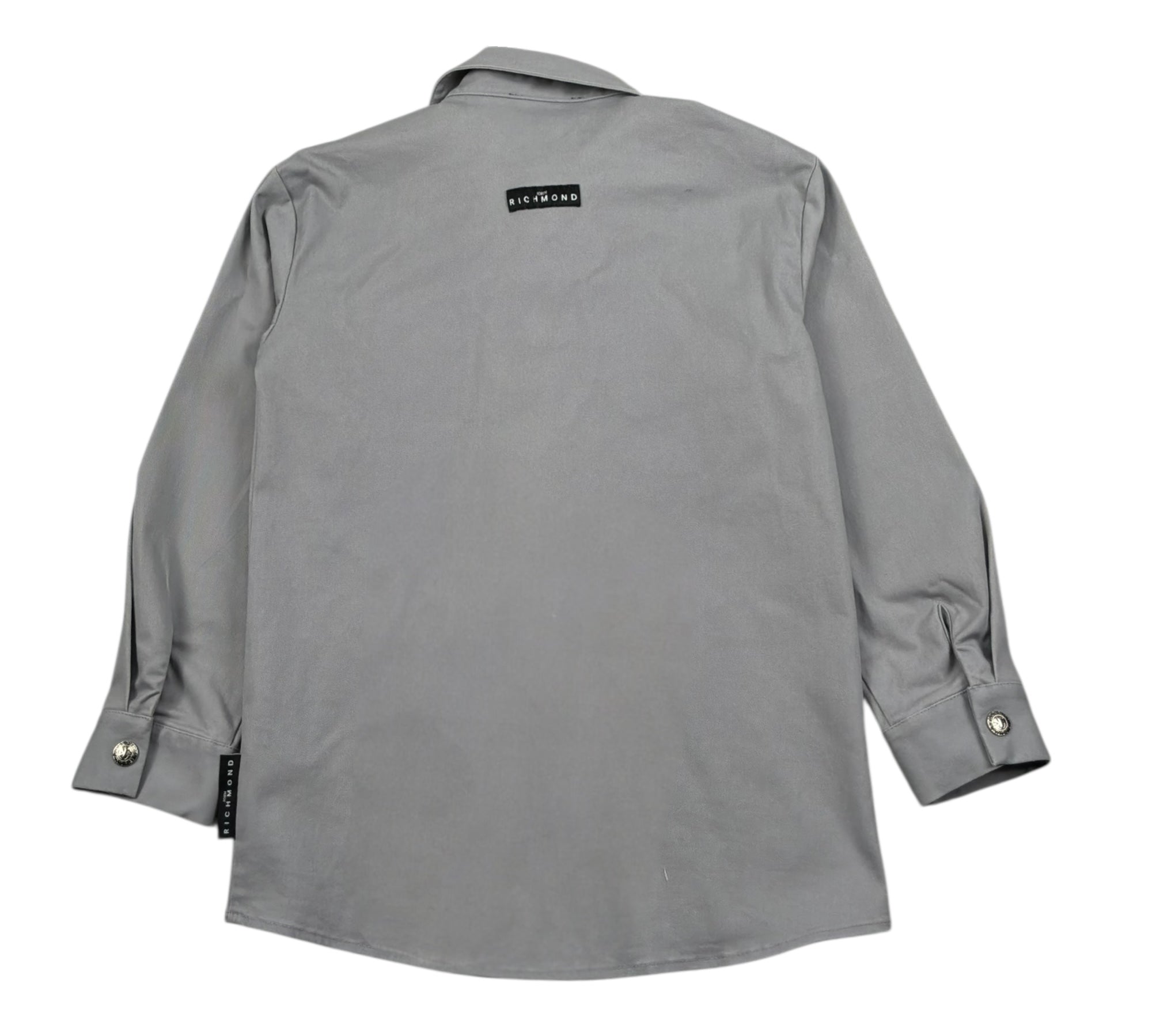 John Richmond Camicia Tinta Unita con Bottoni E Logo per Bambino RBP26212CA GRIGIO JOHN RICHMOND 