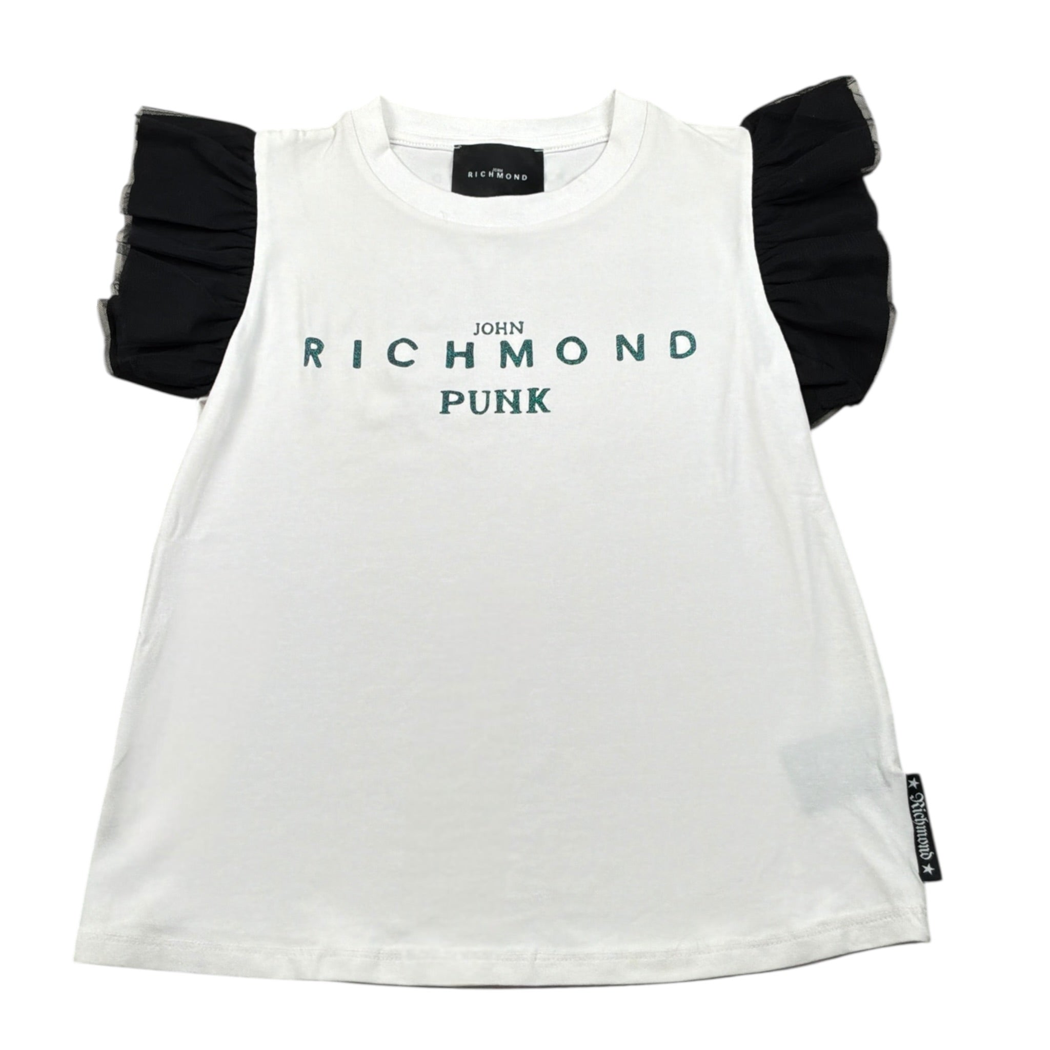 John Richmond T-Shirt tinta unita con Stampa E Rouches Bianco per Bambina RGP23070TS BIANCO JOHN RICHMOND 