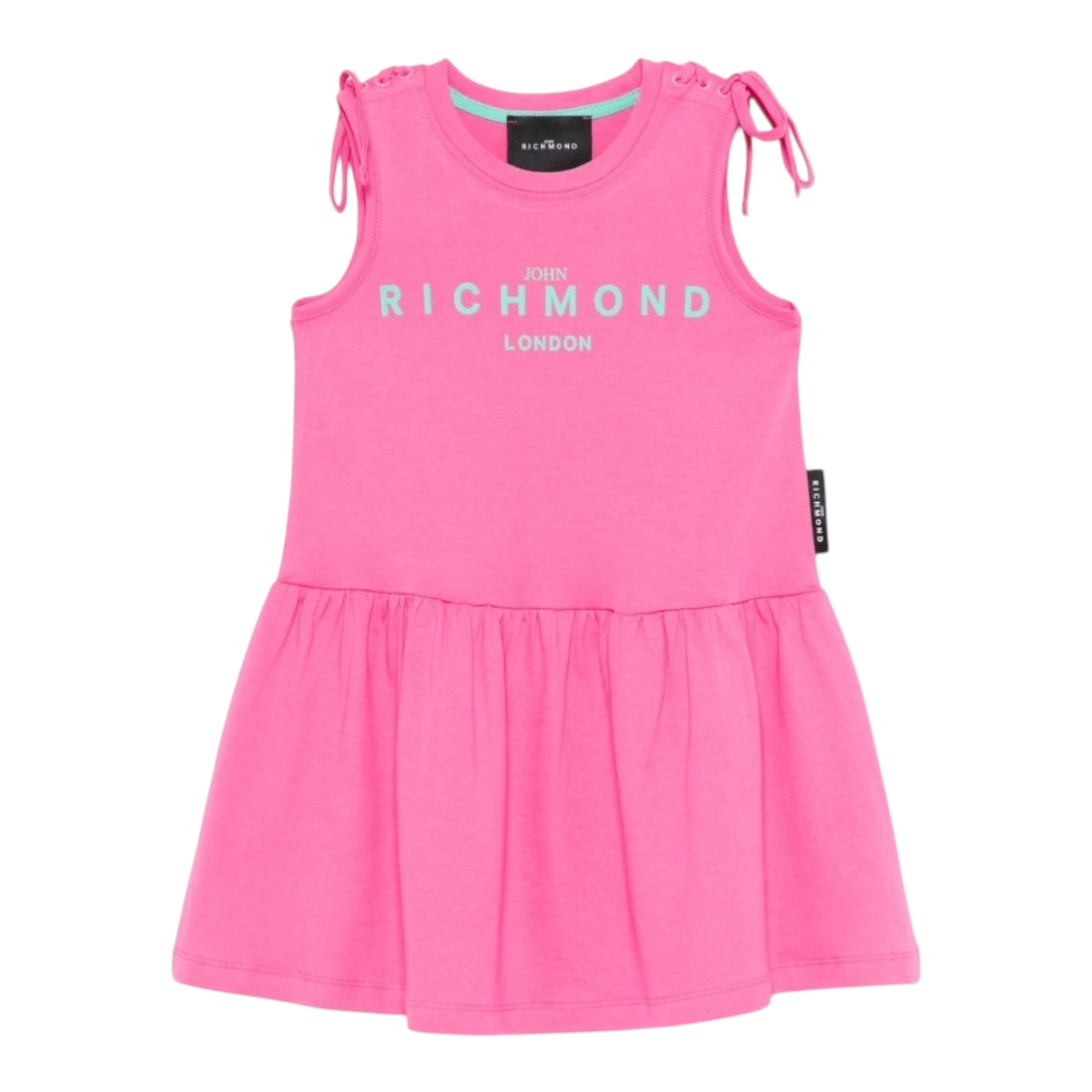 John Richmond Abito Tinta Unita con Logo Girocollo per Bambina RGP25008VEX FUXIA JOHN RICHMOND 