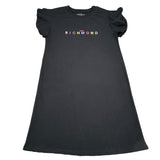 John Richmond Abito Mezza Manica Girocollo Tinta Unita con Stampa per Bambina RGP26023VE NERO JOHN RICHMOND 
