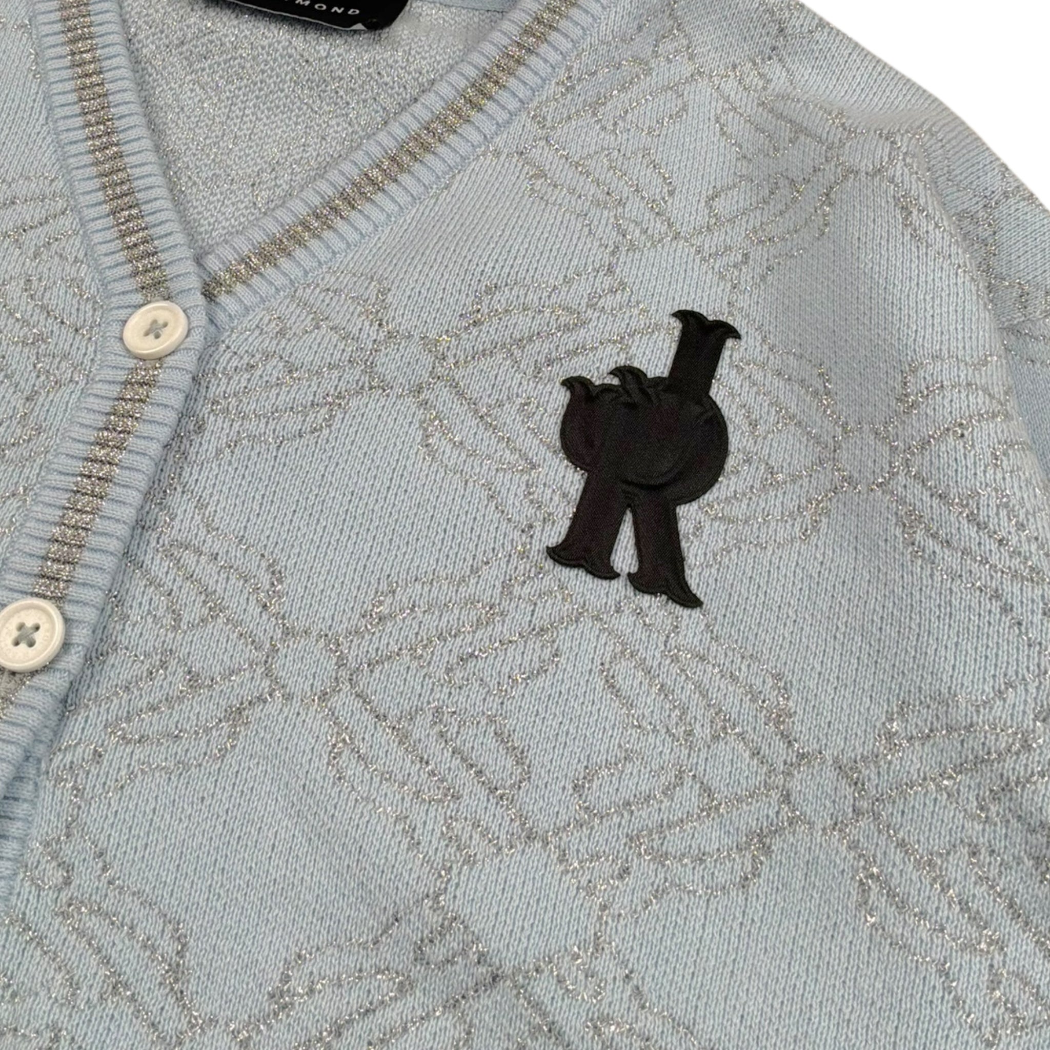 John Richmond Cardigan Tinta Unita con Stampa E Fantasia per Bambina RGP26045CD AZZURRO JOHN RICHMOND 