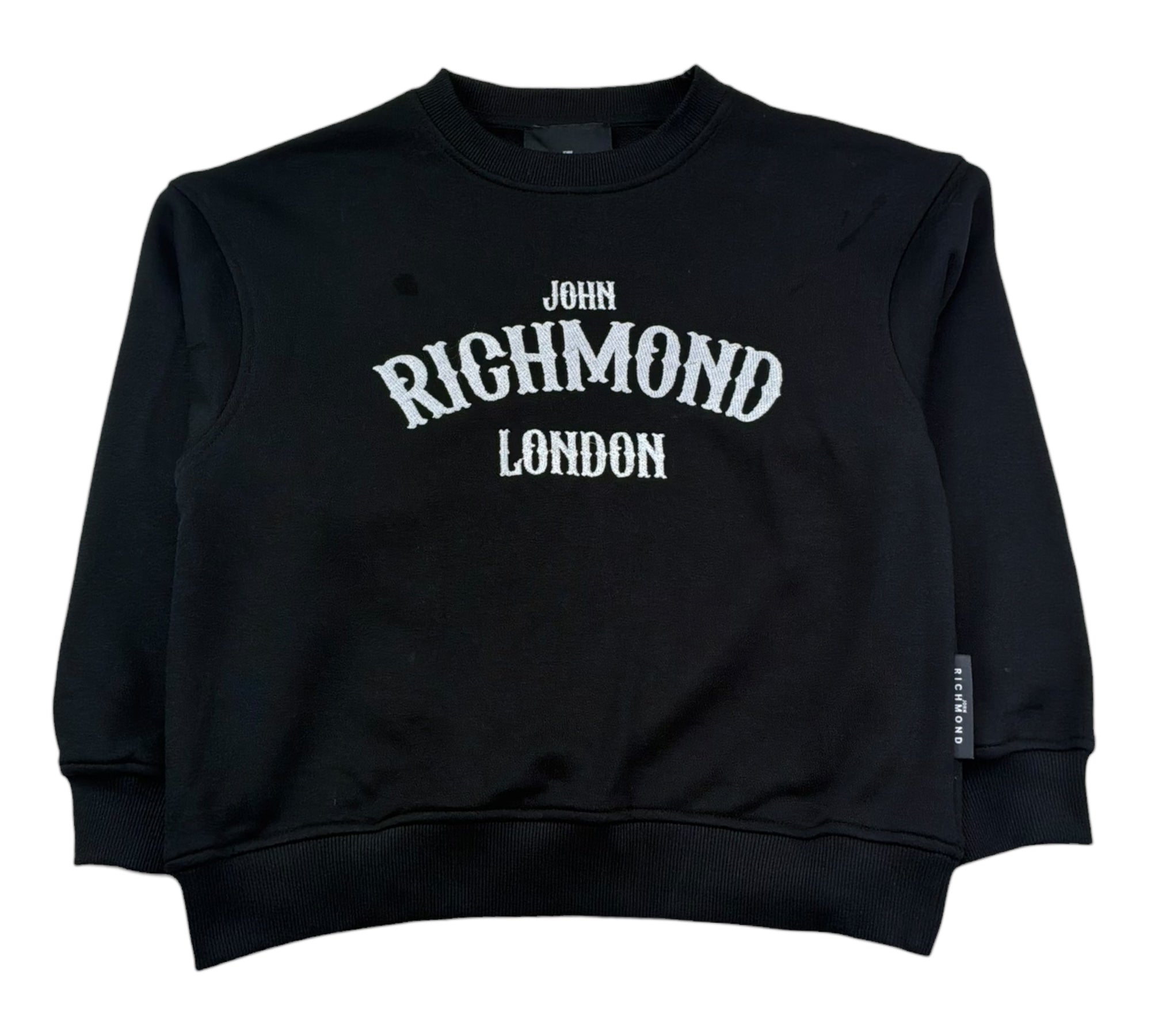 John Richmond Felpa Chiusa Girocollo Tinta Unita con Logo per Bambina RGP26056FE NERO JOHN RICHMOND 