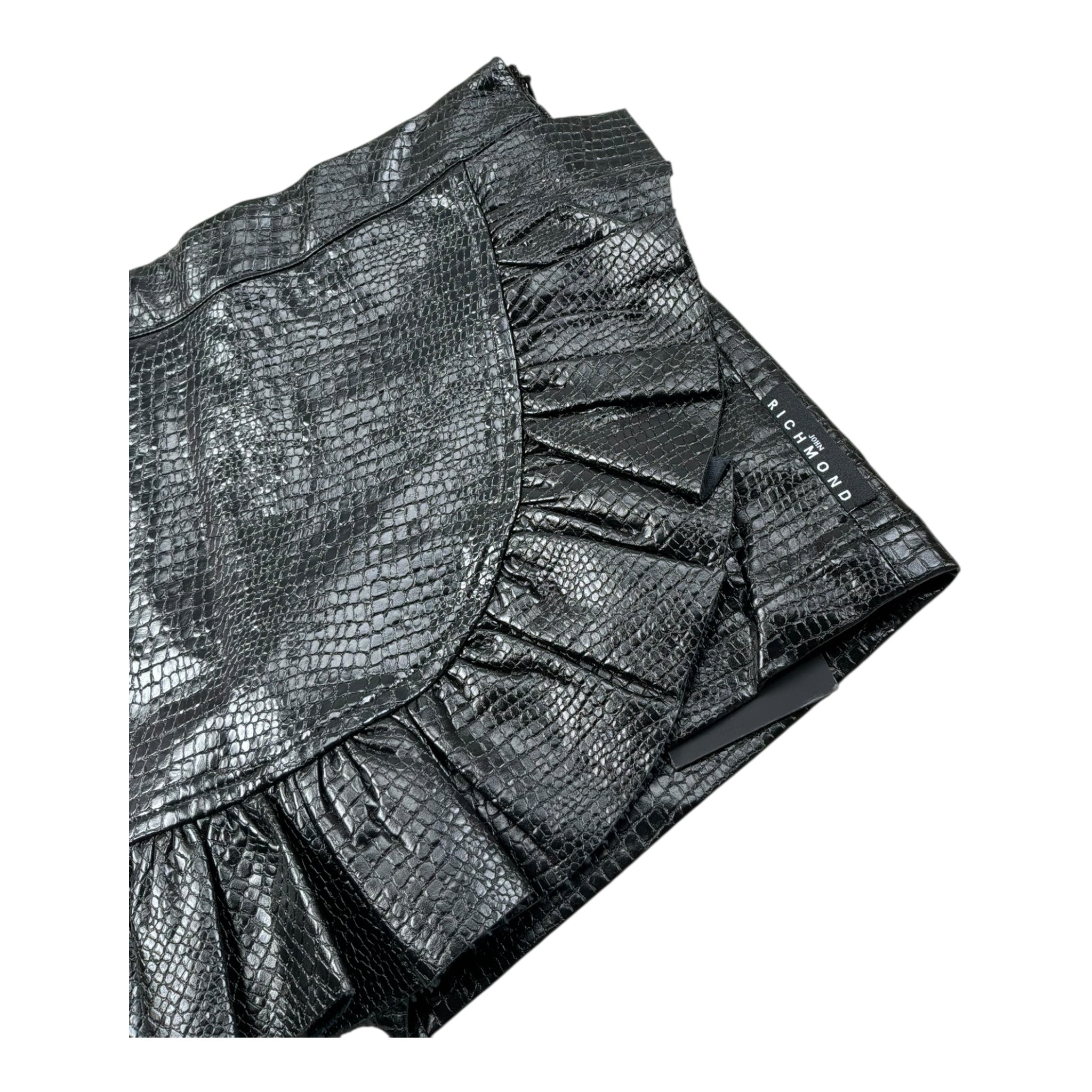 John Richmond Short Tinta Unita con Rouches per Bambina RGP26177GO NERO JOHN RICHMOND 