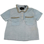John Richmond Polo Maglia Tinta Unita con Applicazioni per Bambina RGP26189PO AZZURRO JOHN RICHMOND 