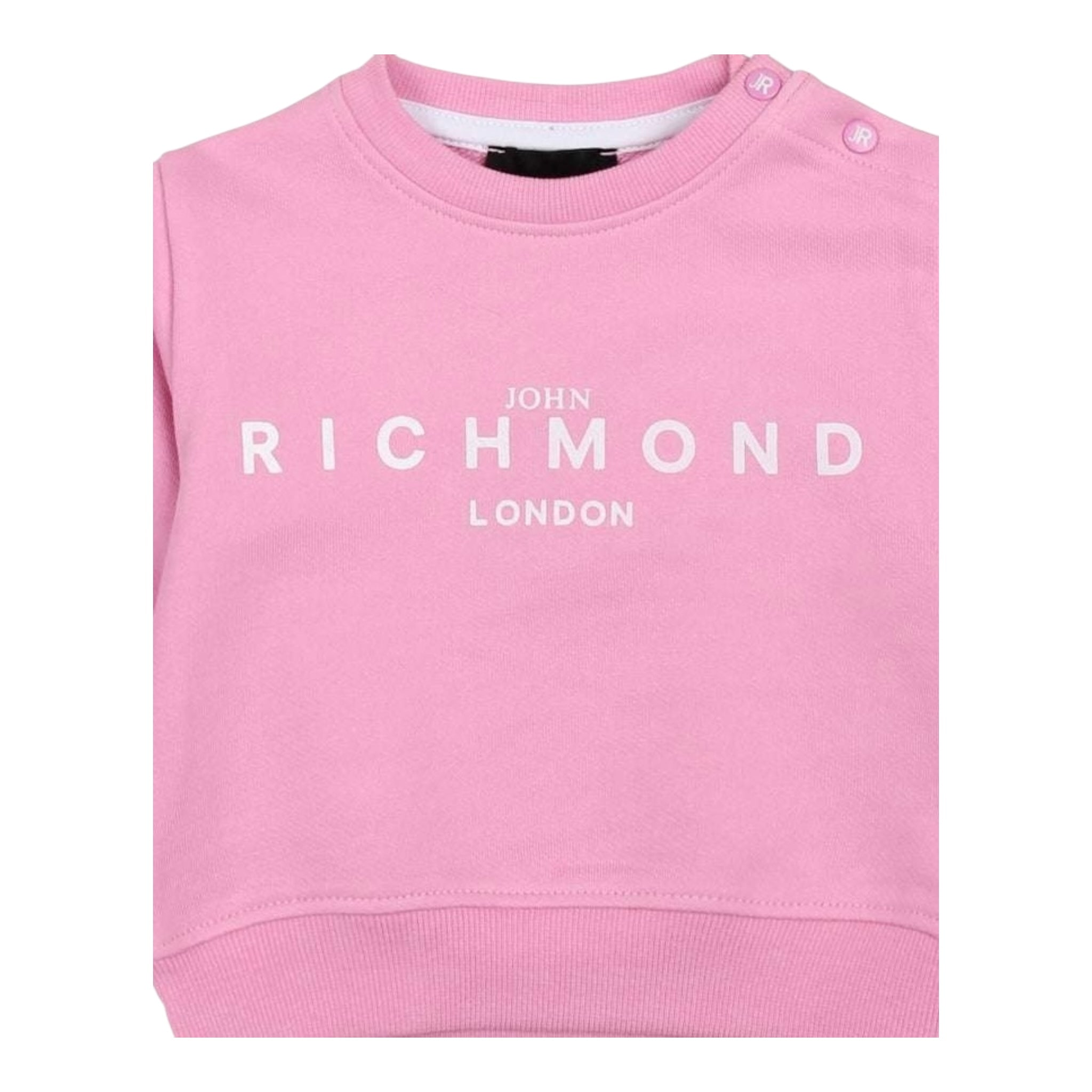 John Richmond Felpa Girocollo Tinta Unita con Stampa per Bambina RIP25003FE ROSA JOHN RICHMOND 