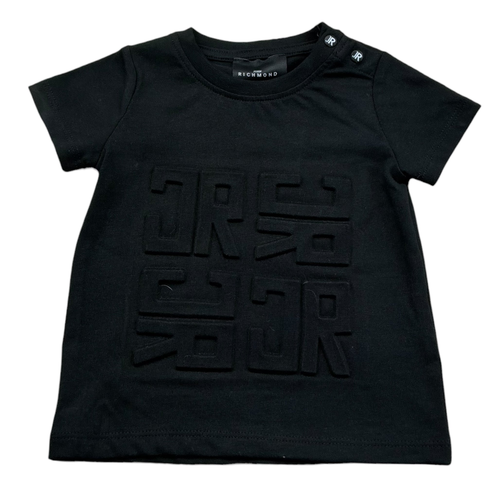 John Richmond T-Shirt Girocollo Tinta Unita con Logo per Neonato RIP26015TS NERO JOHN RICHMOND 