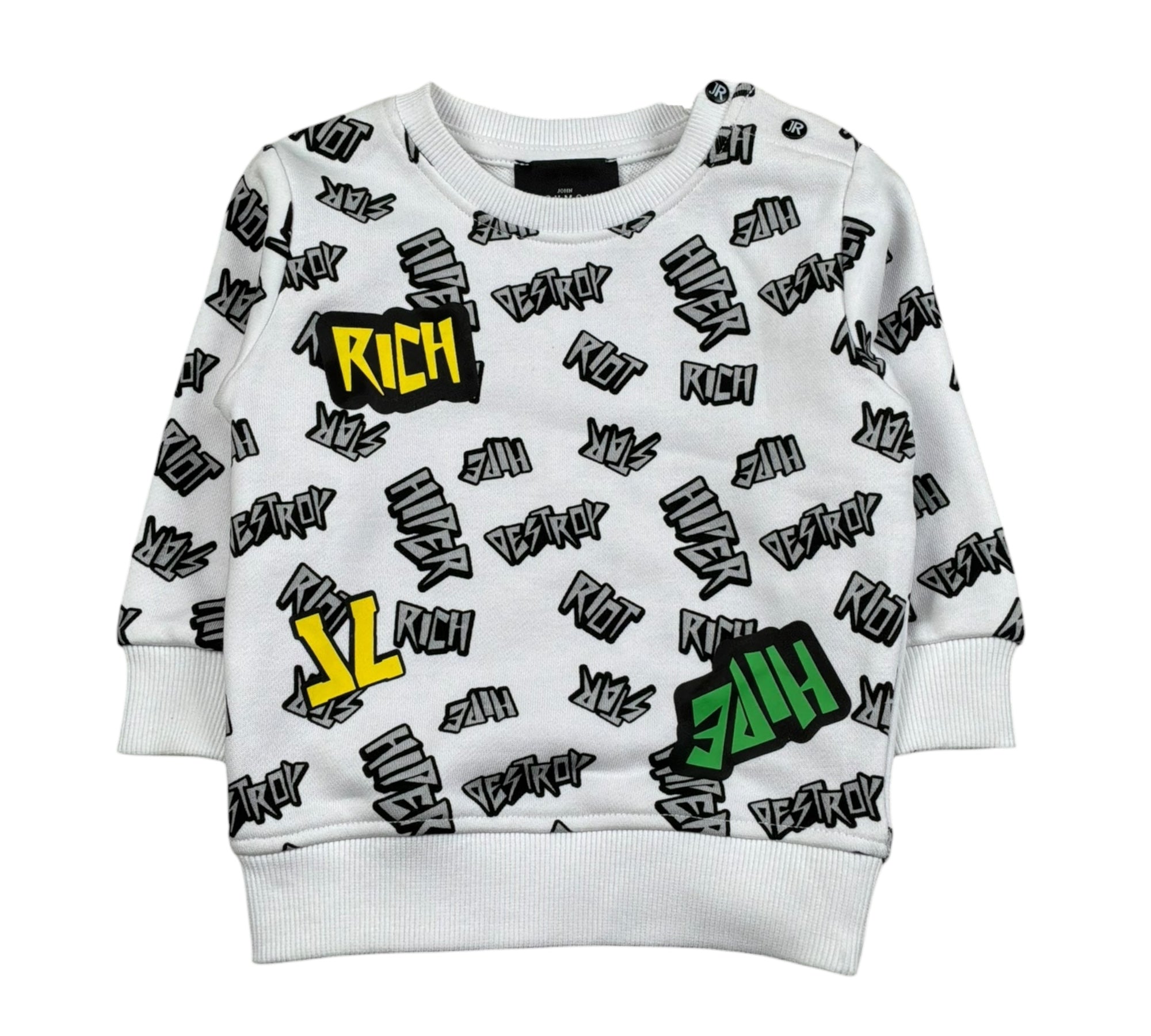 John Richmond Felpa Chiusa Girocollo Tinta Unita con Stampe per Neonato RIP26113FE BIANCO JOHN RICHMOND 