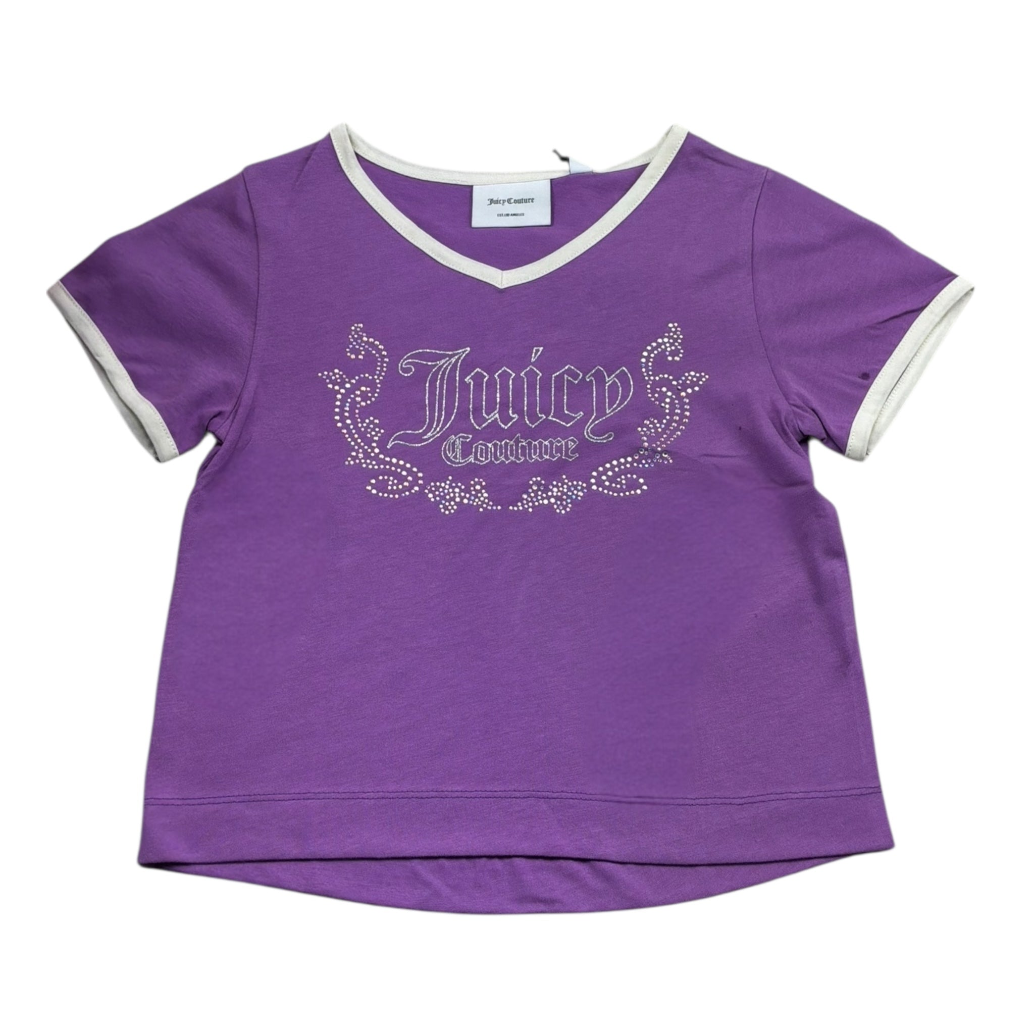 Juicy Couture T-Shirt Girocollo Tinta Unita con Stampa per Bambina JBX6551 VIOLA JUICY COUTURE 