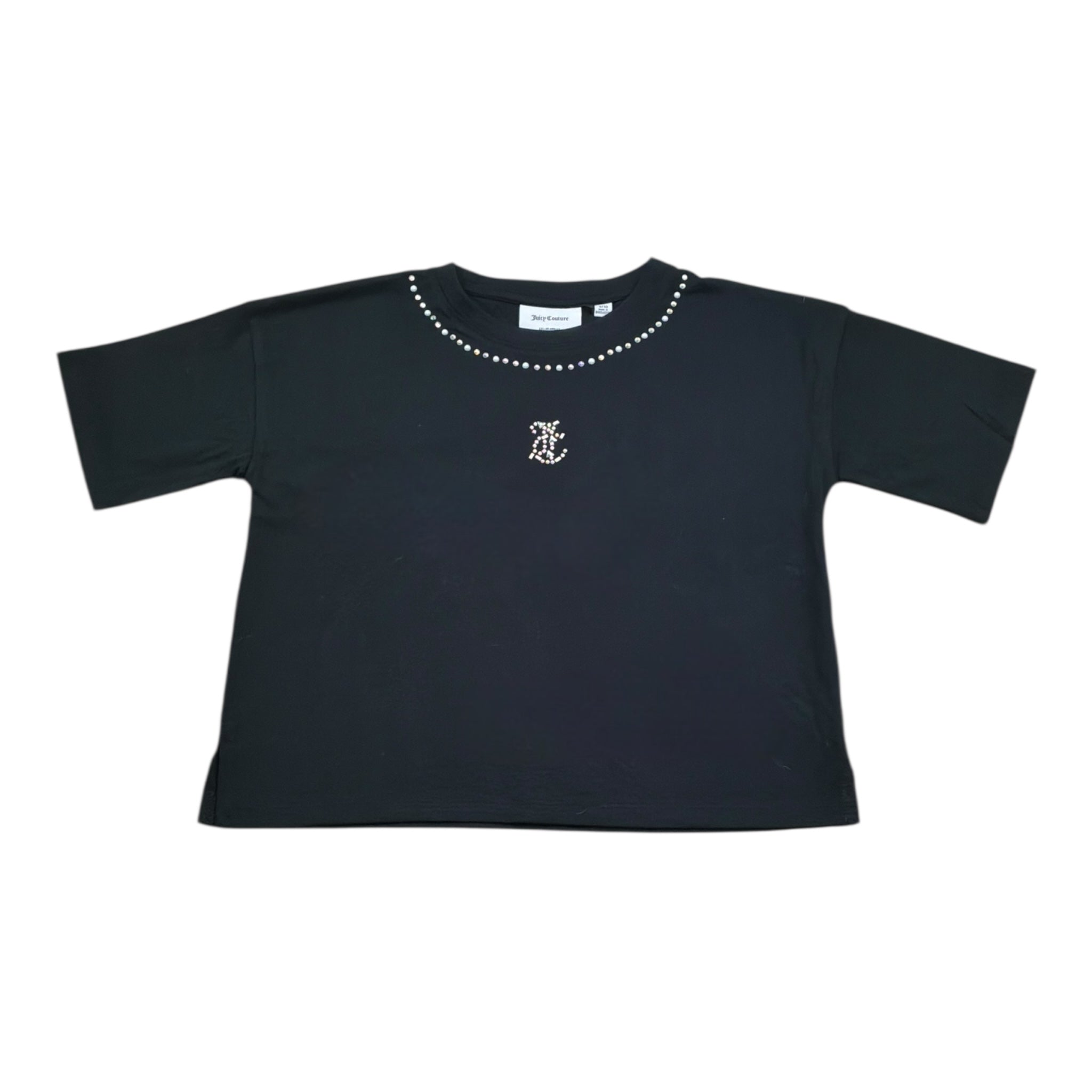 Juicy Couture T-Shirt Girocollo Tinta Unita con Stampa per Bambina JBX6629 NERO JUICY COUTURE 