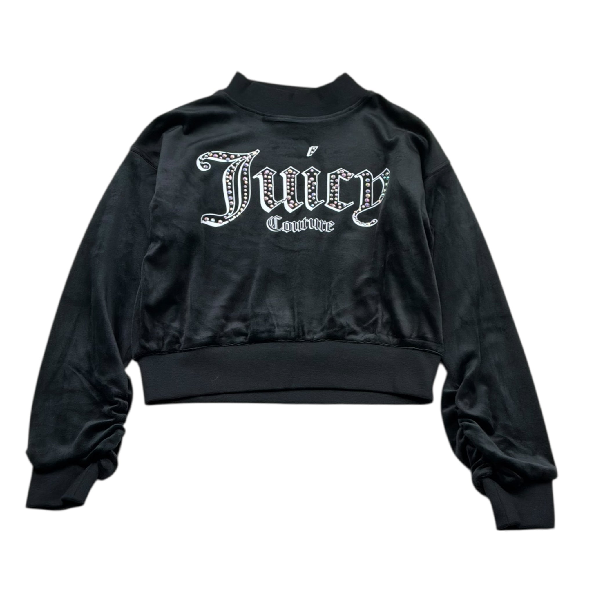 Juicy Couture Felpa In Velluto Girocollo Tinta Unita per Bambina JBX6673 NERO JUICY COUTURE 