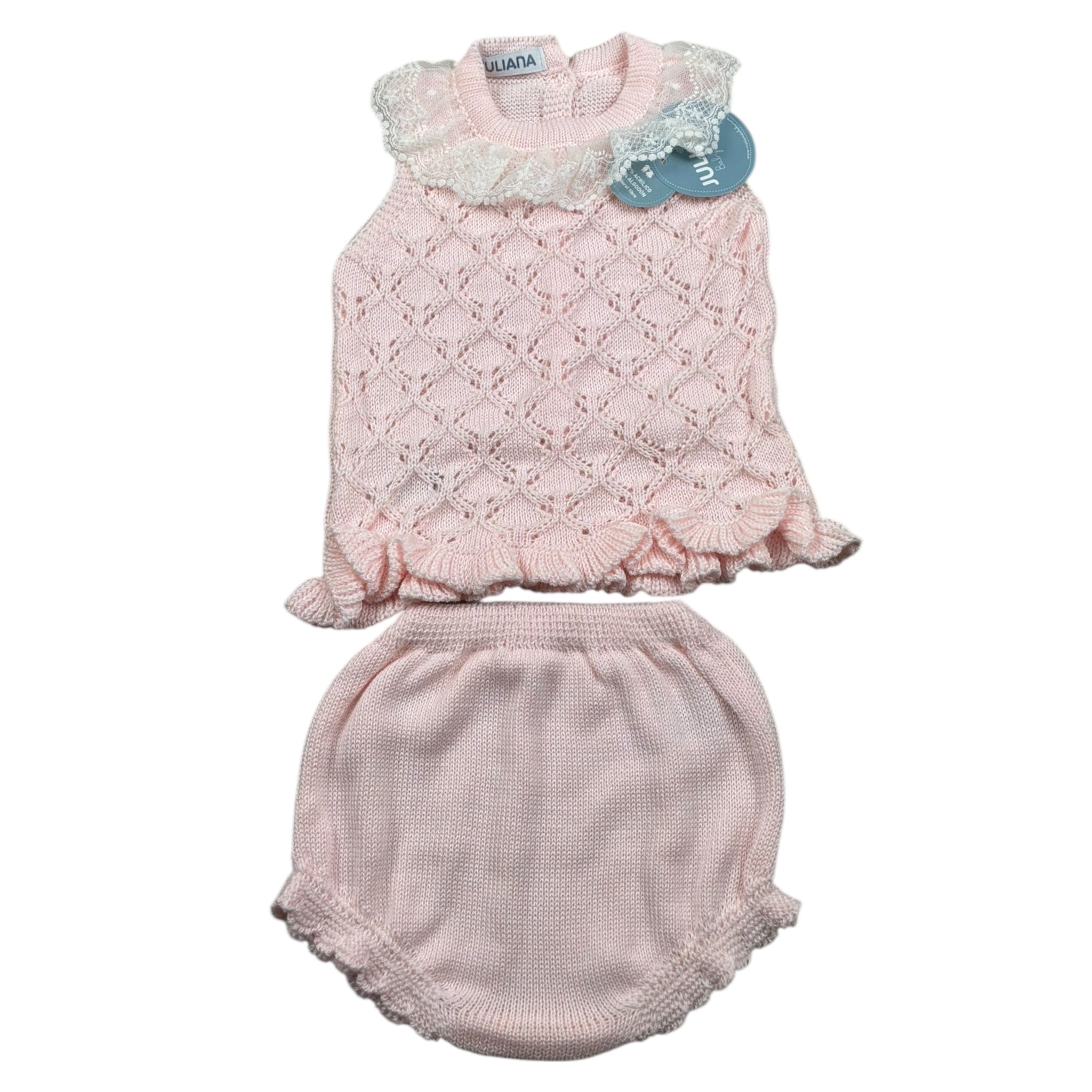 Juliana Completo 2 Pezzi Maglia-Culotte Tinta Unita per Neonata 25075 ROSA JULIANA 