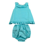 Juliana Completo 2 Pezzi Camicia-Culotte Tinta Unita per Neonata 25098 TURCHESE JULIANA 