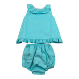 Juliana Completo 2 Pezzi Camicia-Culotte Tinta Unita per Neonata 25098 TURCHESE JULIANA 