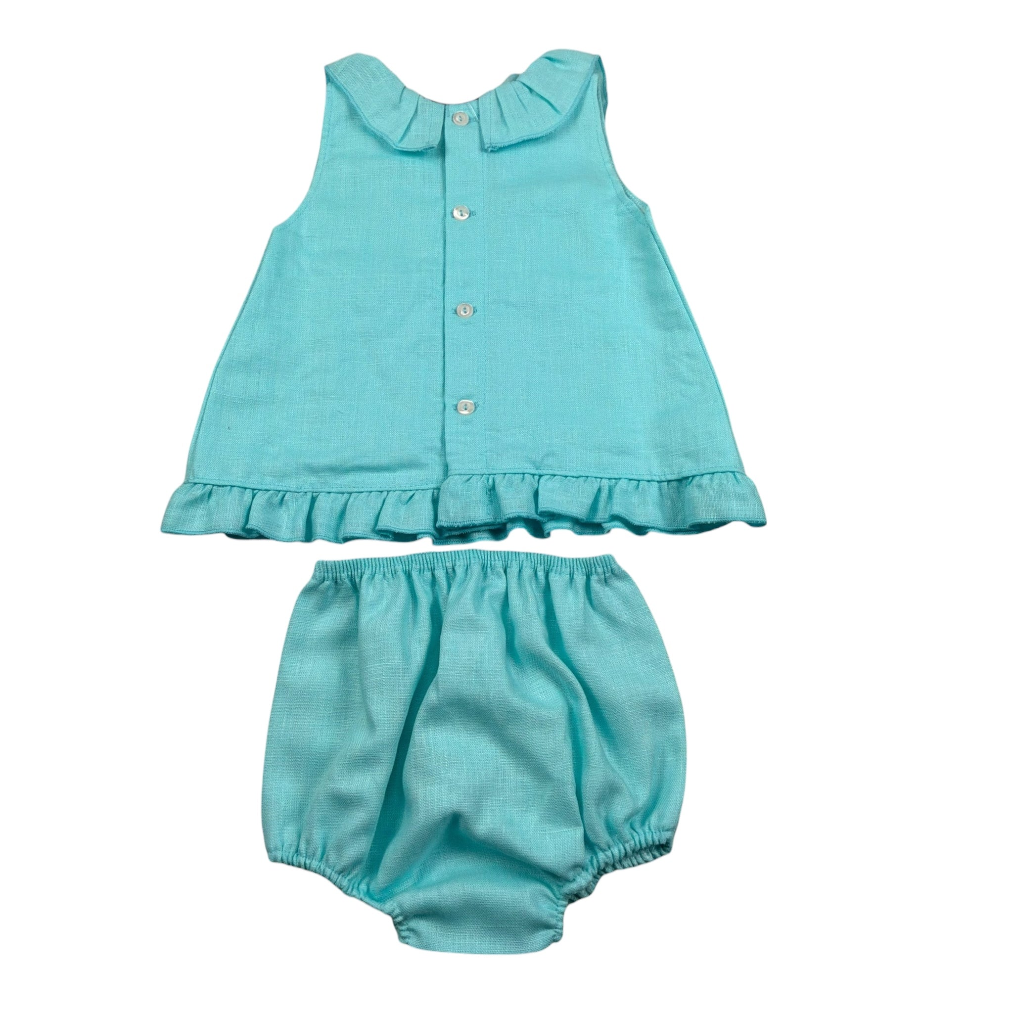 Juliana Completo 2 Pezzi Camicia-Culotte Tinta Unita per Neonata 25098 TURCHESE JULIANA 