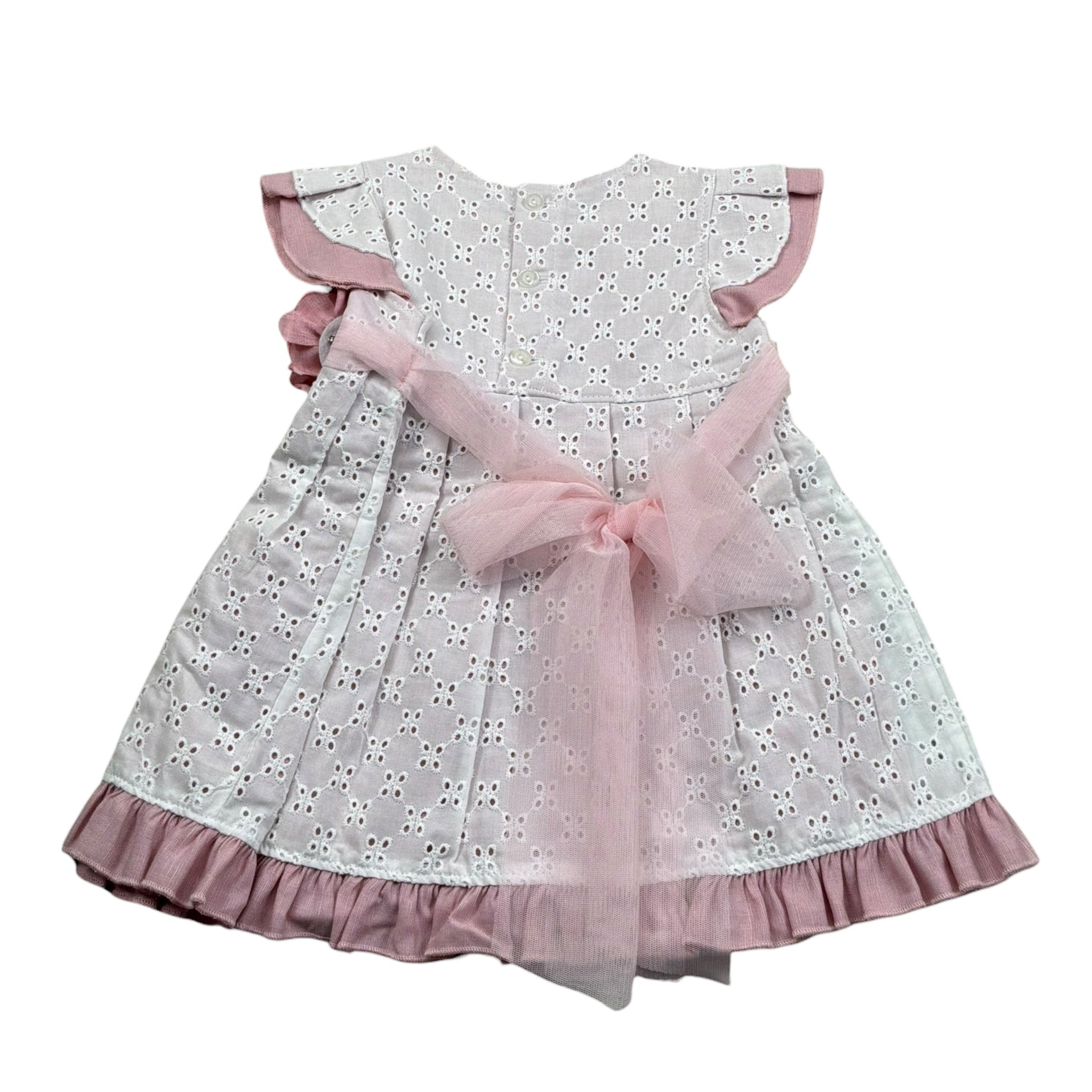 Juliana Abito Mezza Manica Bicolore con Applicazione per Neonata 25139 BIANCO/ROSA JULIANA 