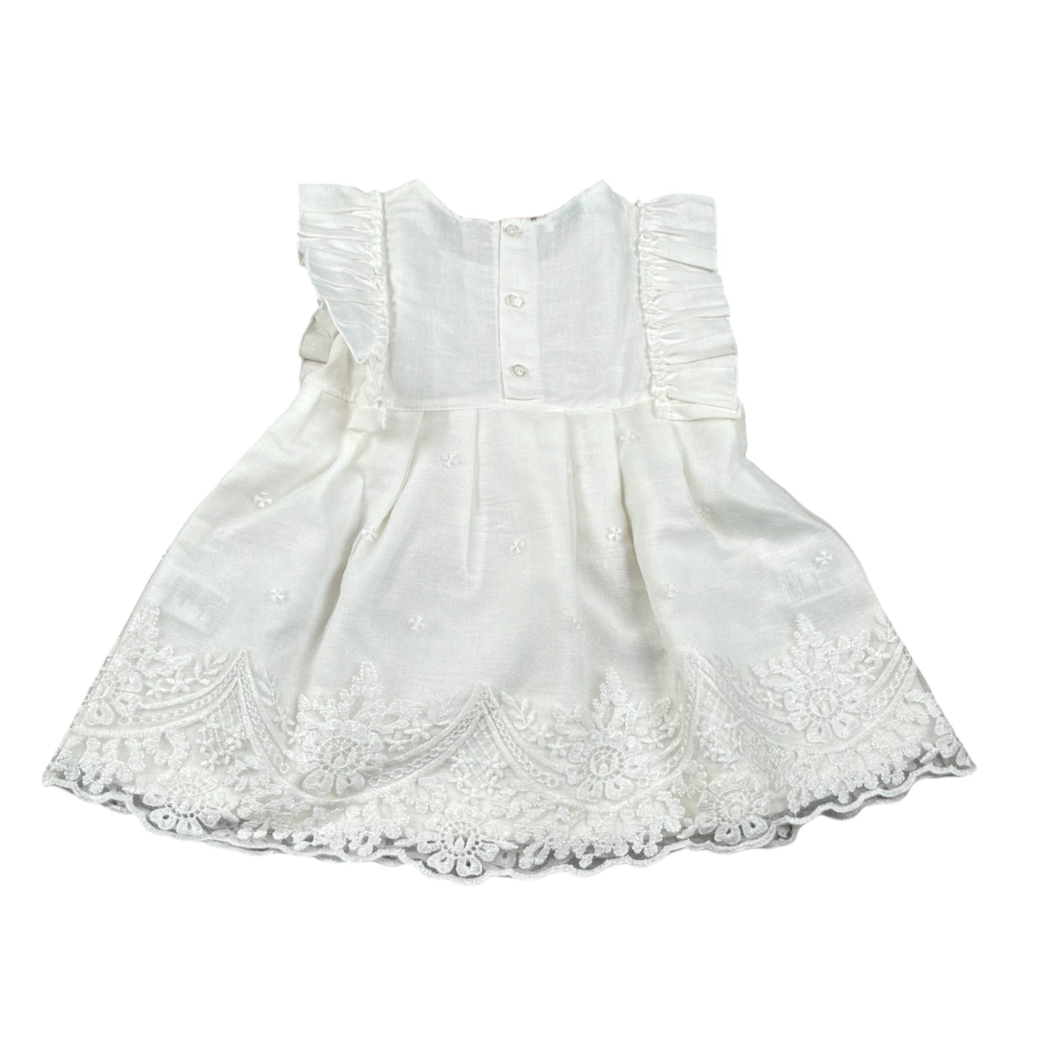 Juliana Abito tinta unita con Ricami Bianco per Neonata 25144 BIANCO JULIANA 